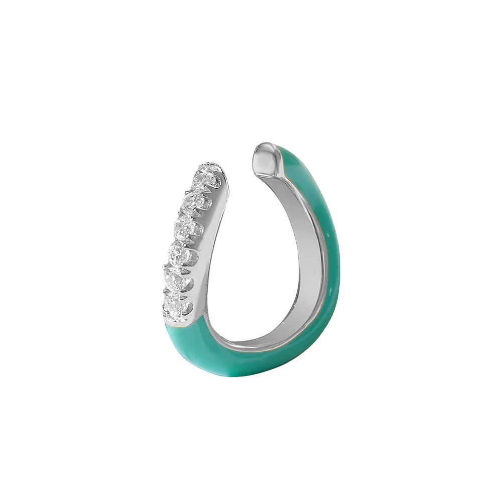 Green Enamel Wave Ear Cuff Gold Trip