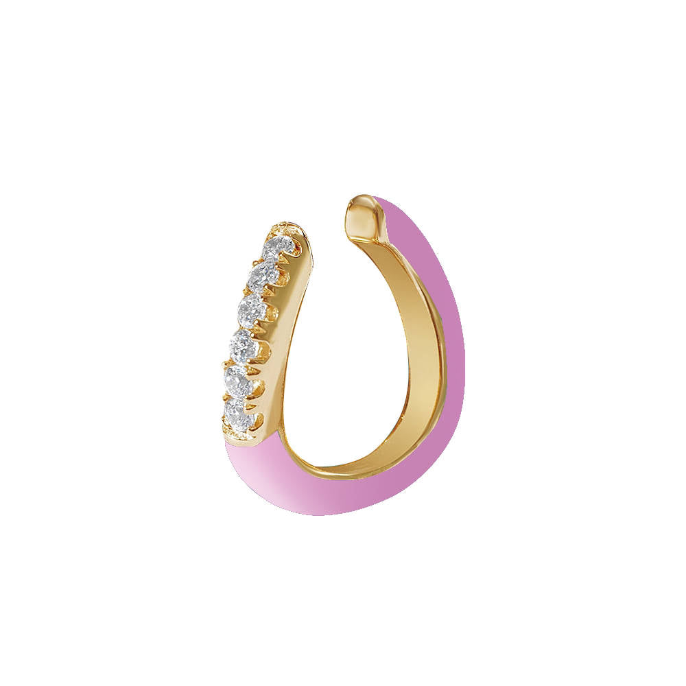 Pink Enamel Wave Ear Cuff
