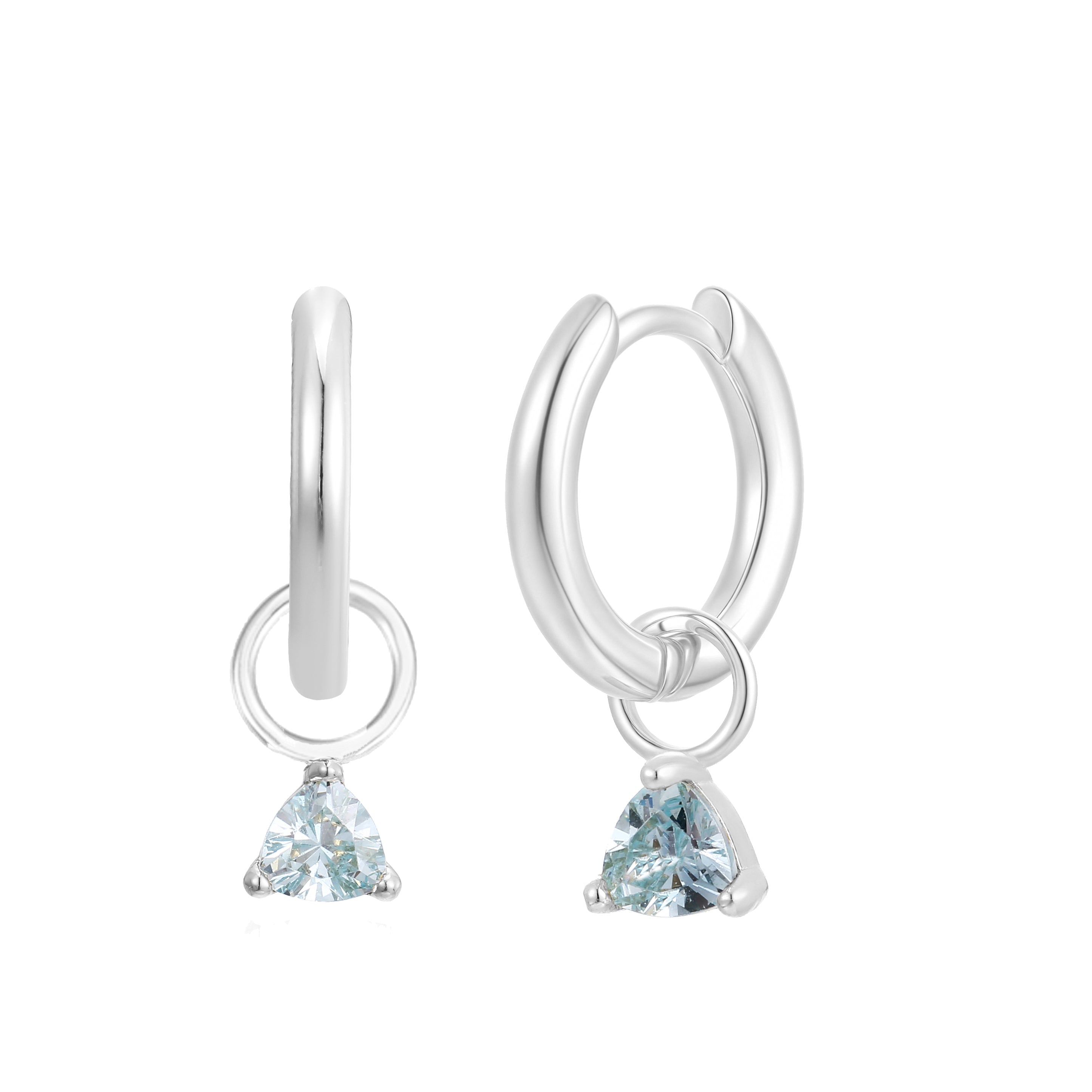 September Huggie Hoop Birthstone Charm Earrings
