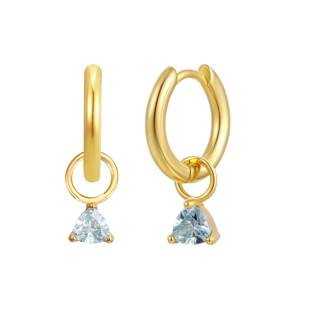 September Huggie Hoop Birthstone Charm Earrings