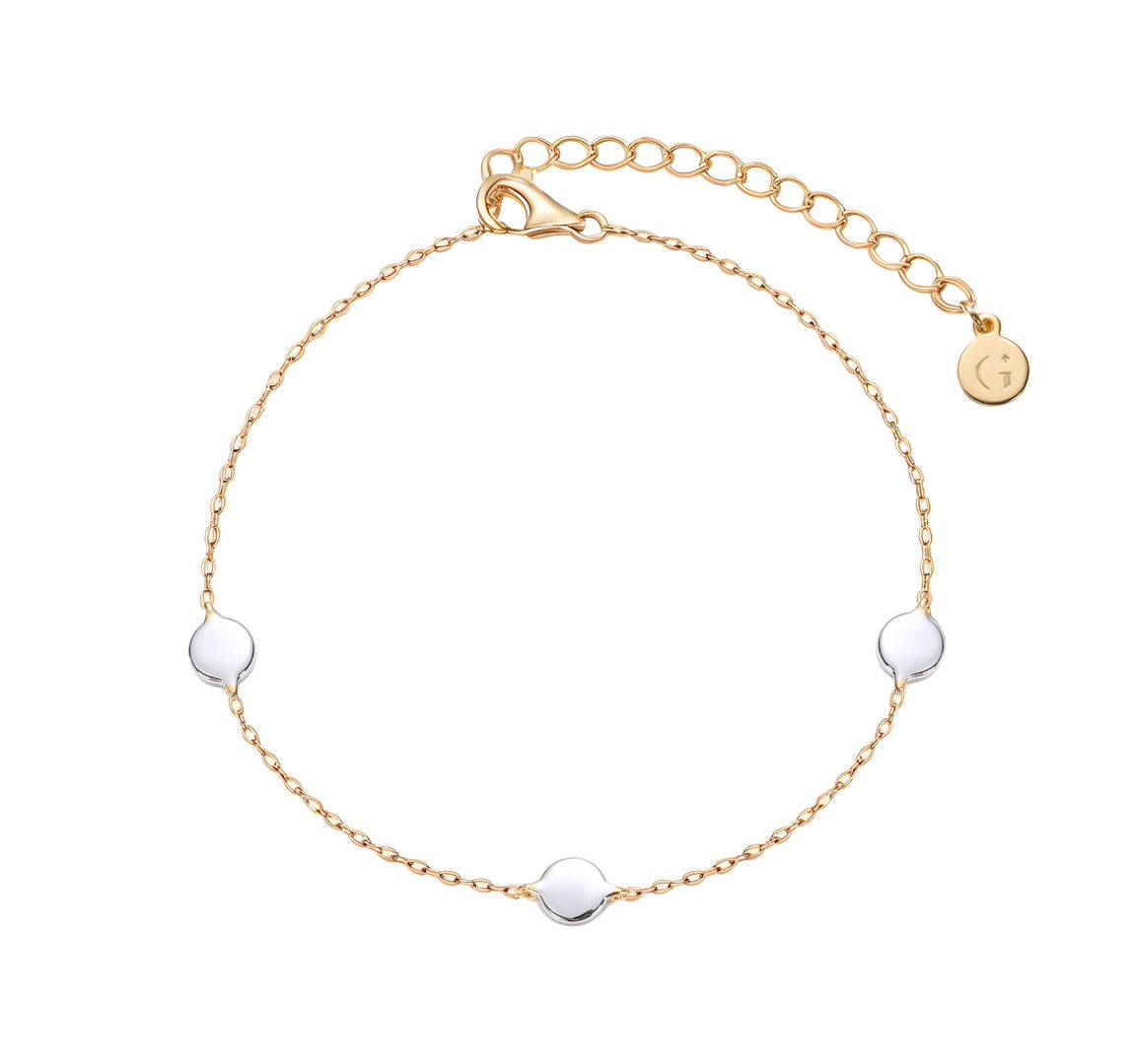 Two Tone Silver Disc Charm Bracelet