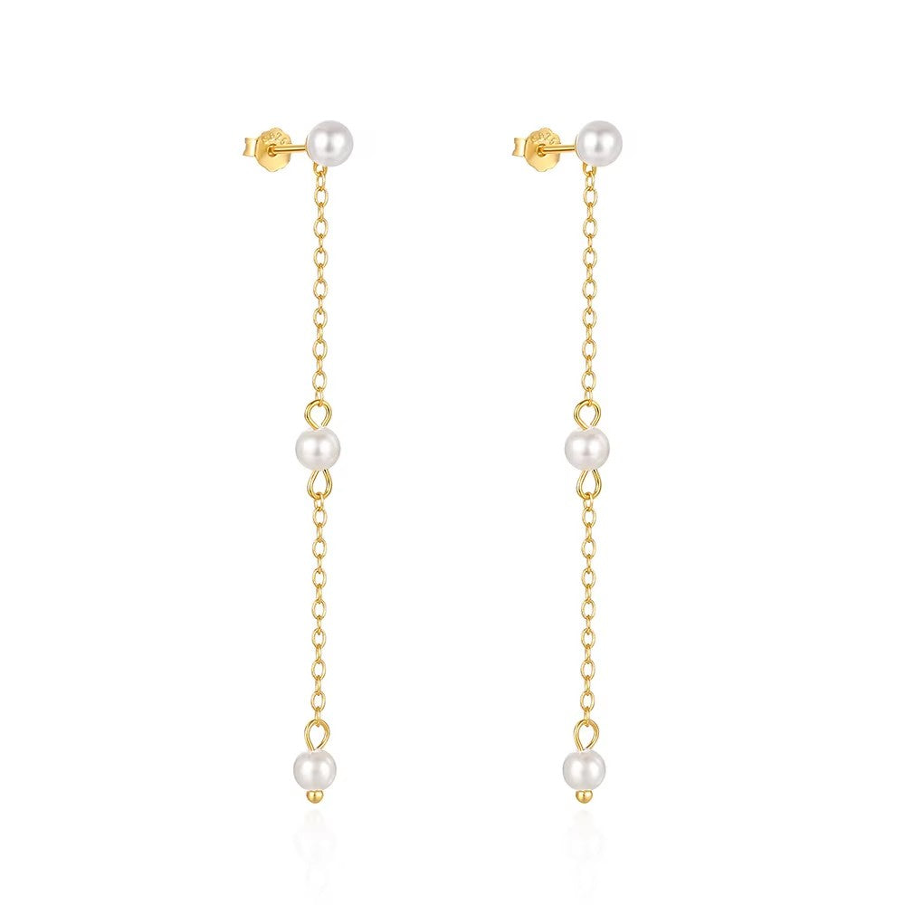 Triple Pearl Drop Earrings