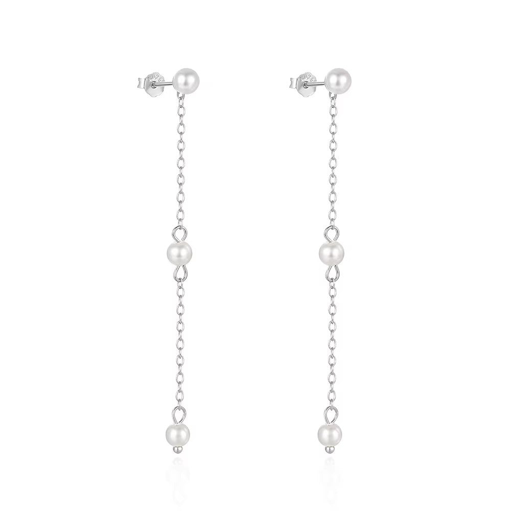 Triple Pearl Drop Earrings