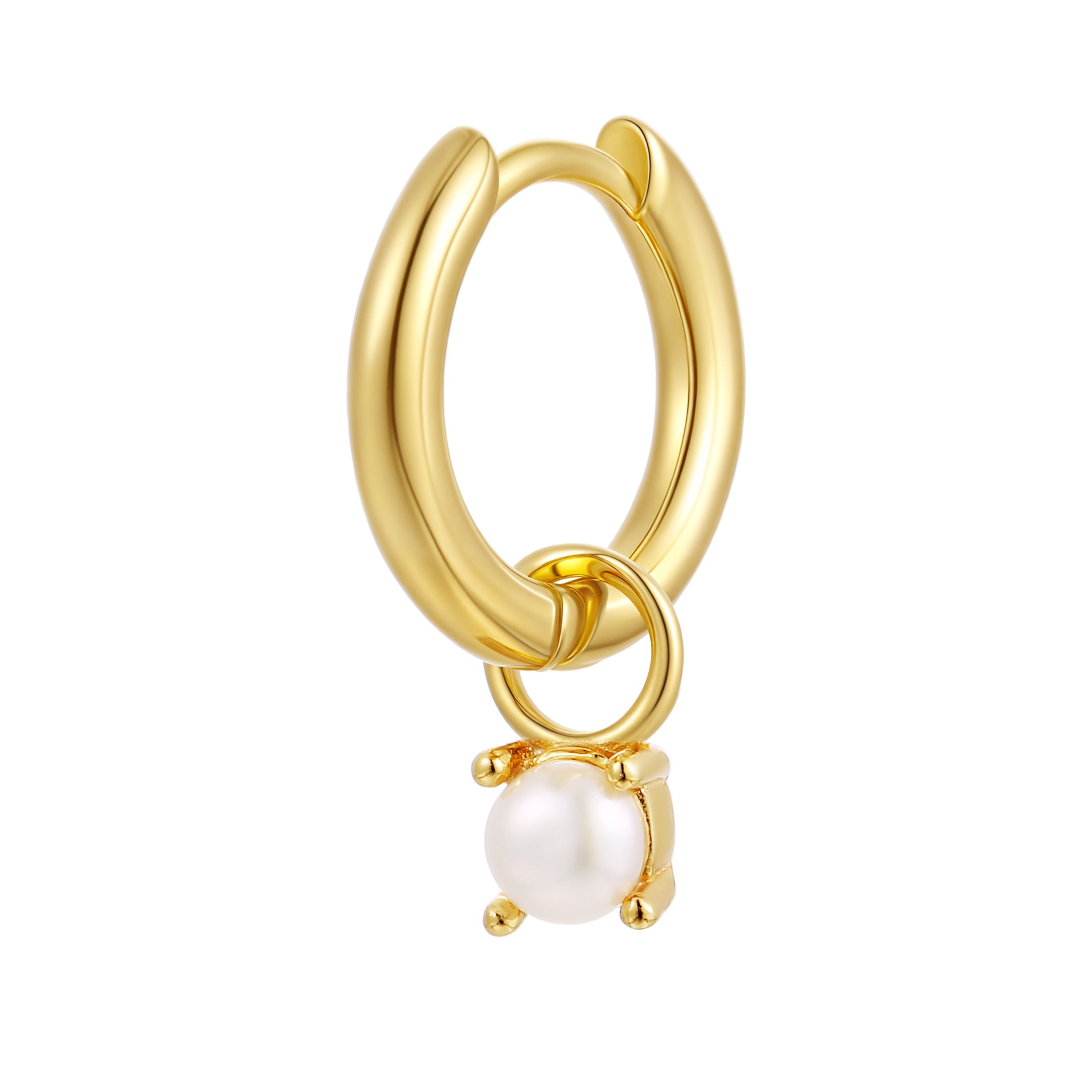 Huggie Hoop Birthstone Charm Earrings