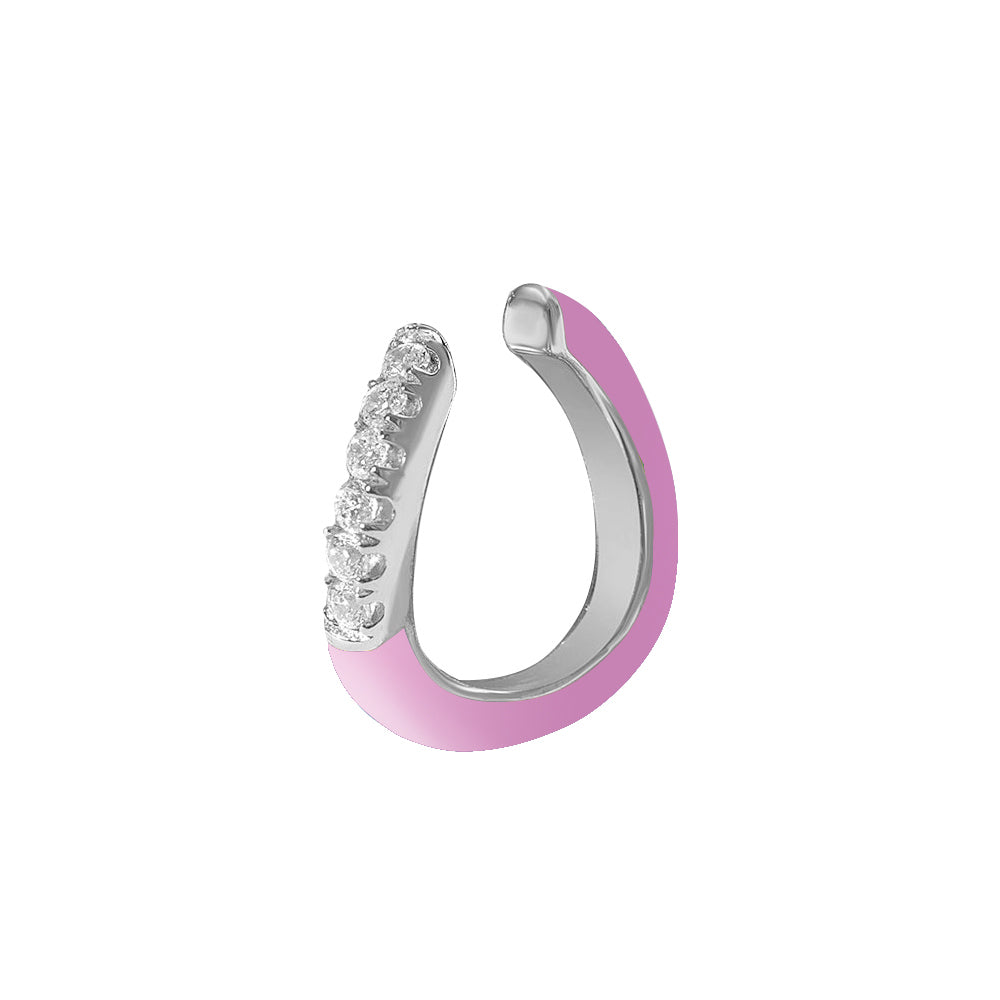 Pink Enamel Wave Ear Cuff