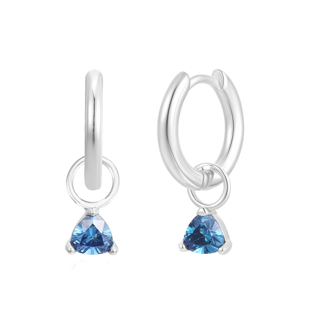 December Huggie Hoop Birthstone Charm Earrings