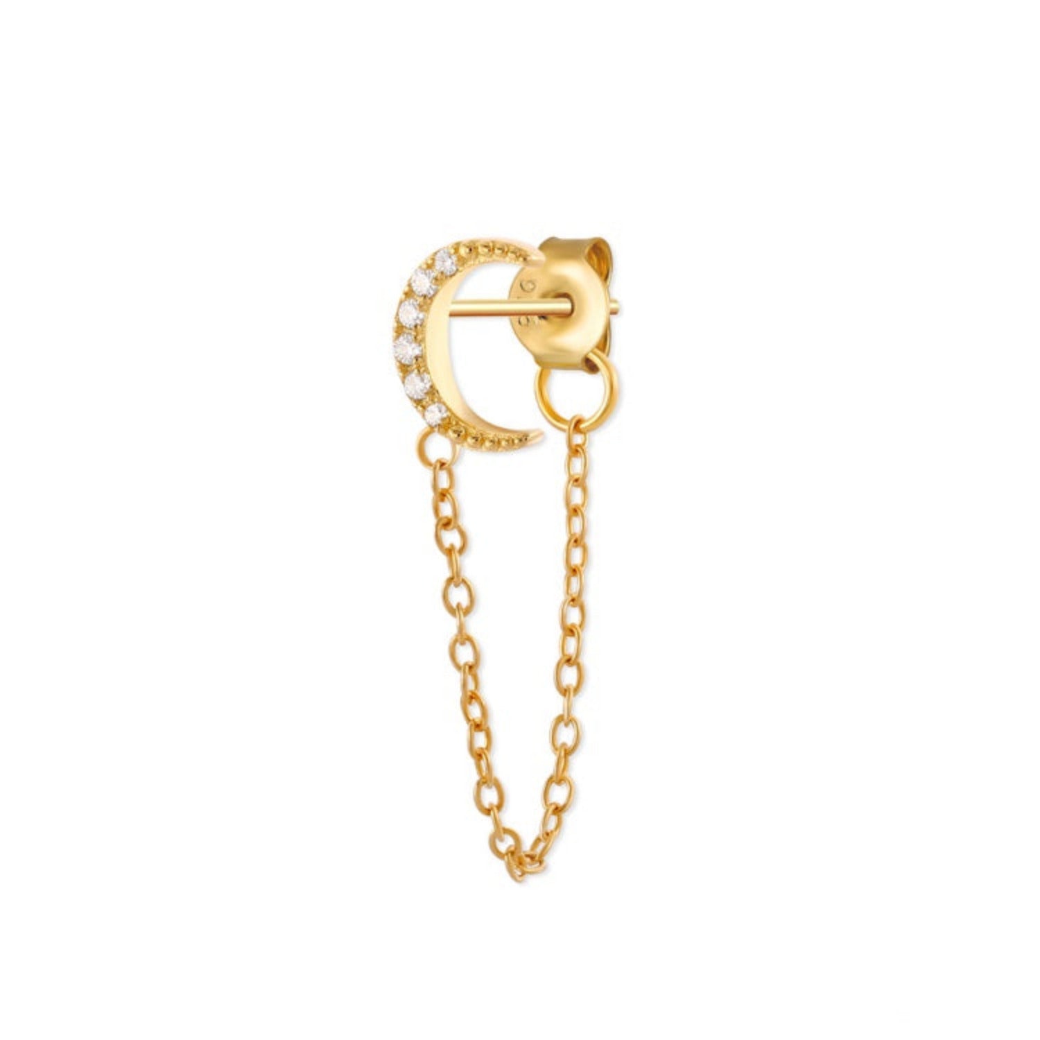 Crystal Moon Chain Single Earring
