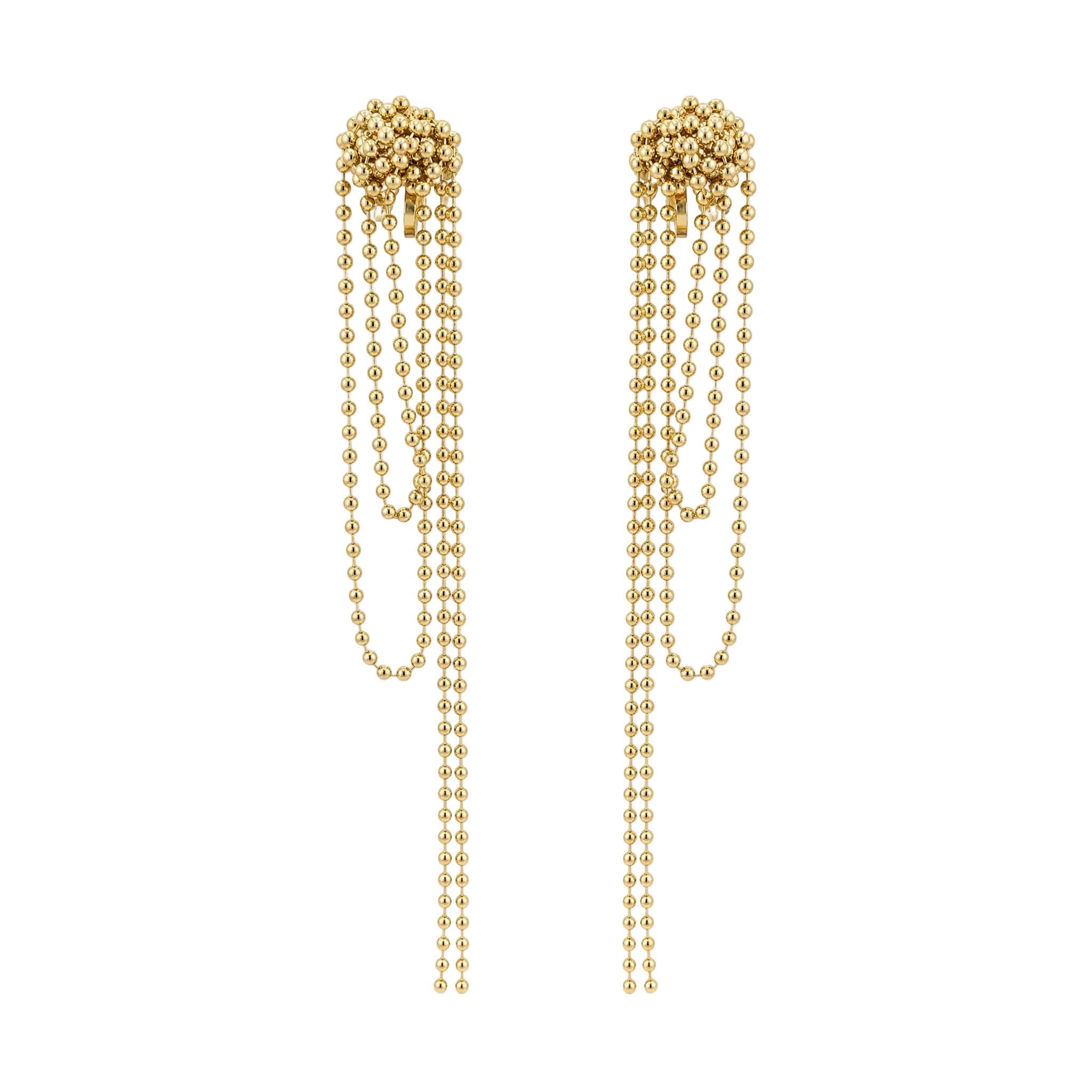 Asymmetric Beaded Drop Clip On Earrings