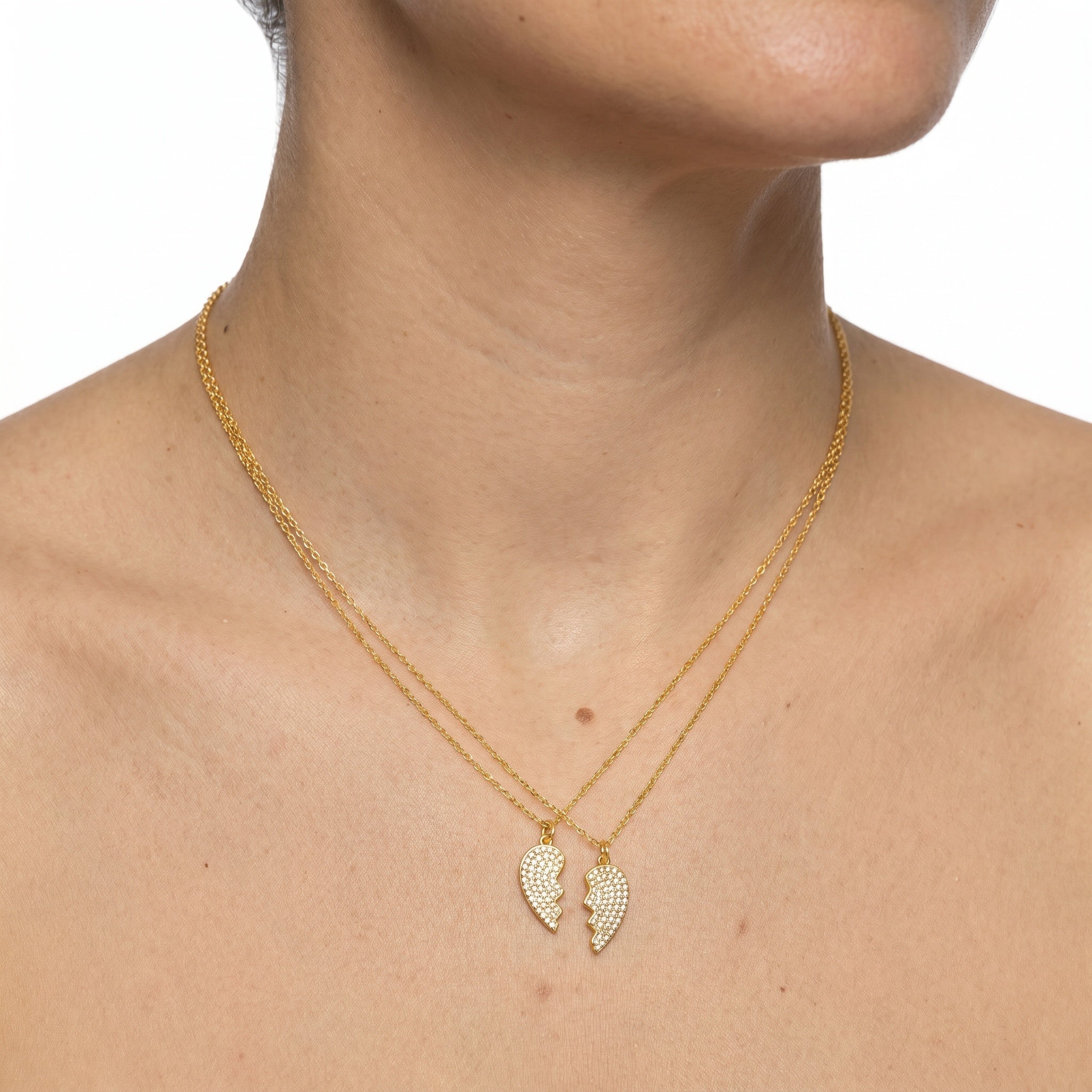 Best Friends Heart Necklace Set