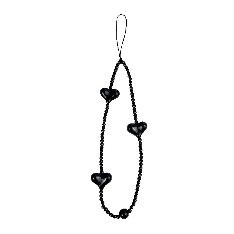 Black Hearts Wristlet Phone Strap