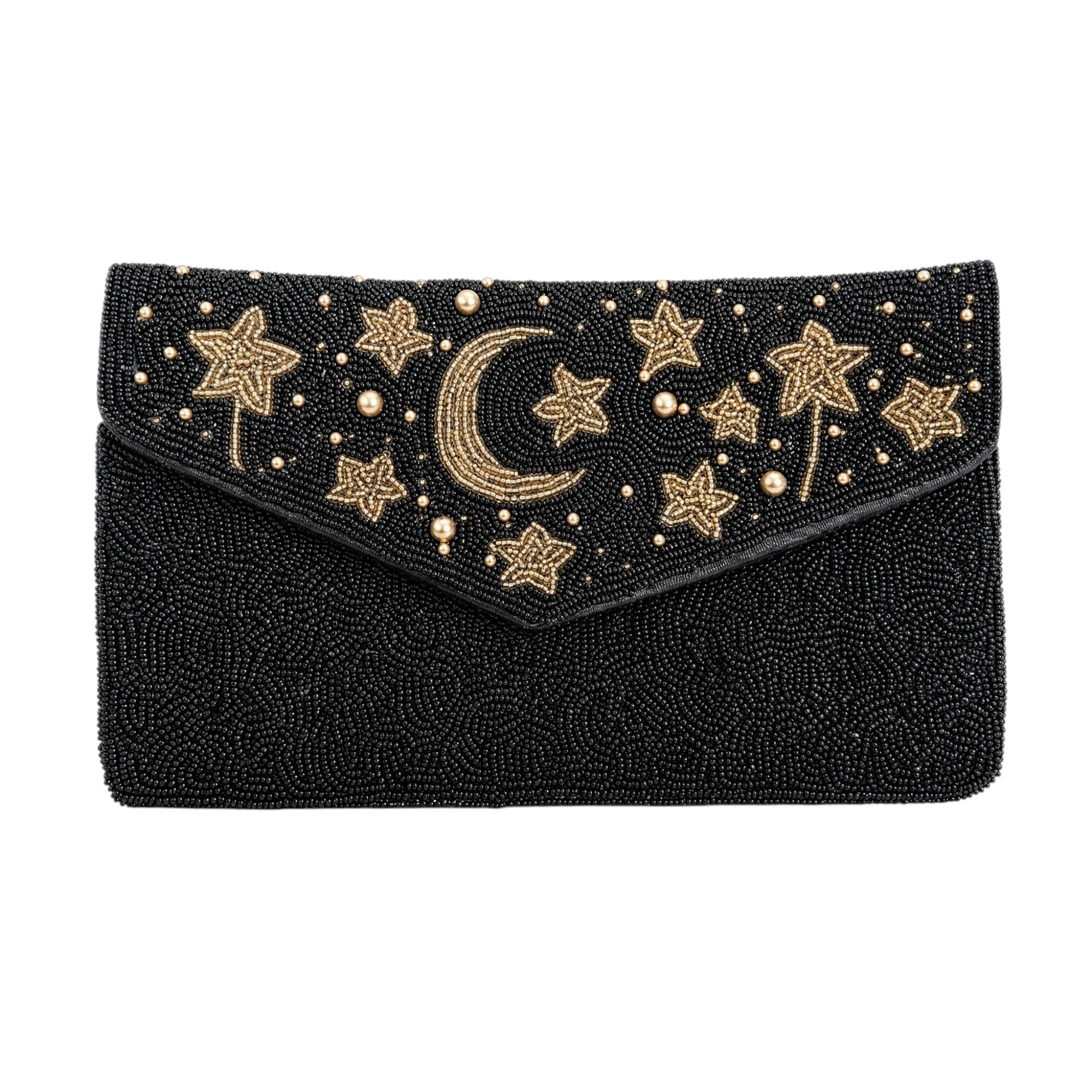 Moon & Stars Beaded Clutch Bag