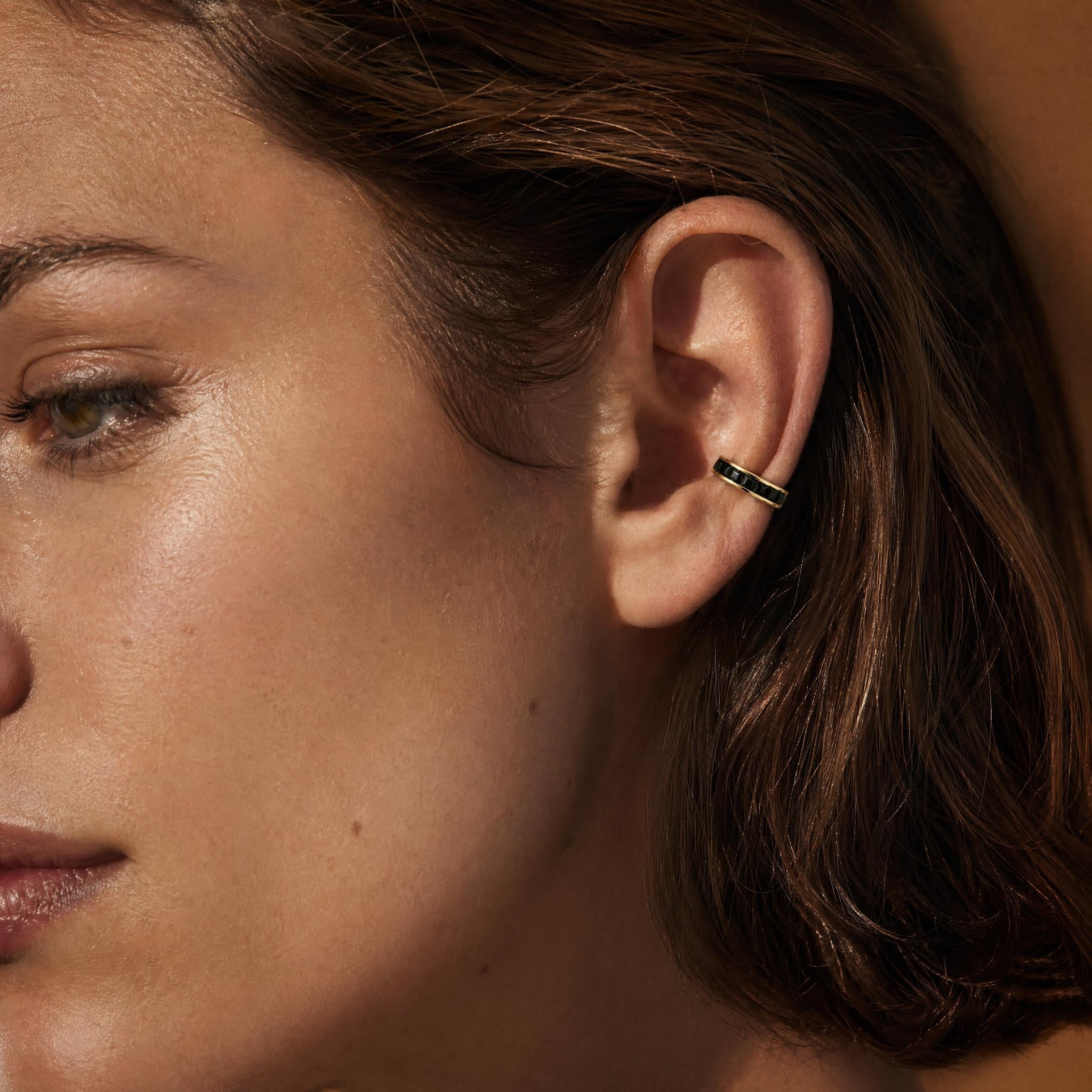 Black Baguette Ear Cuff