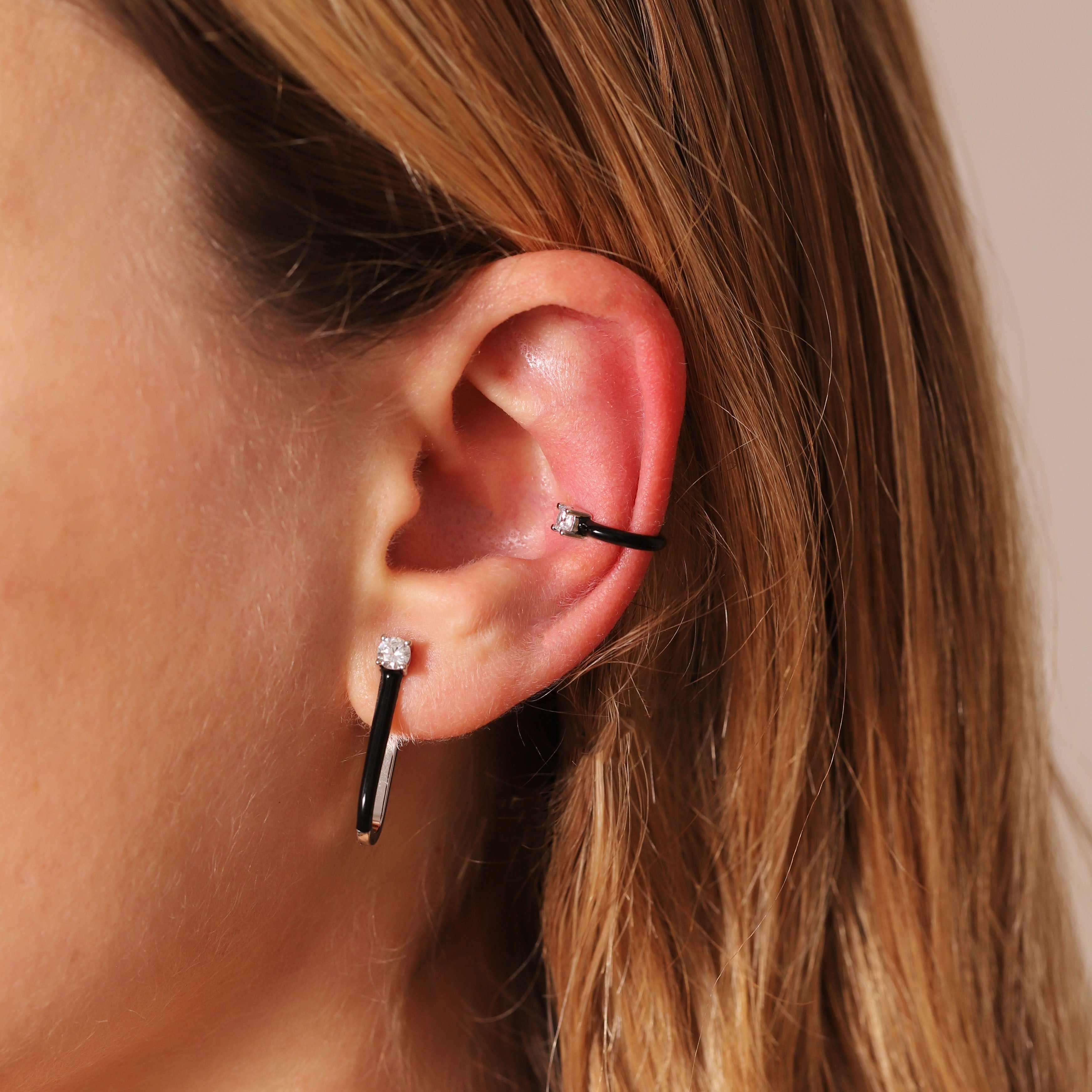 Black Enamel Ear Cuff