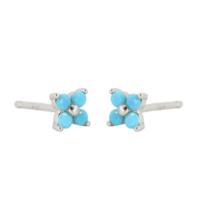 Blue Crystal Flower Studs