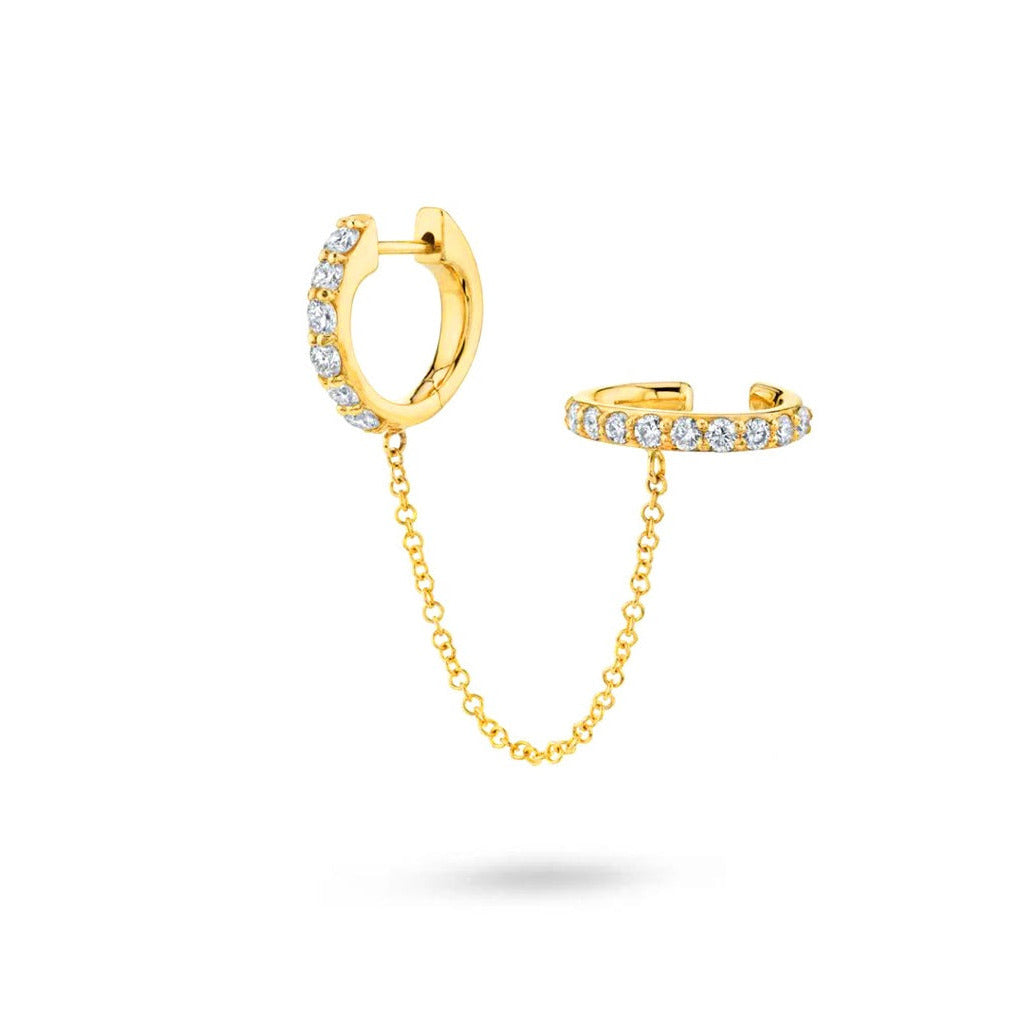Chain Link Ear Cuff Single Huggie Earring