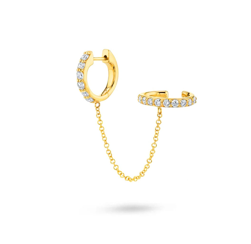 Chain Link Ear Cuff Single Huggie Earring