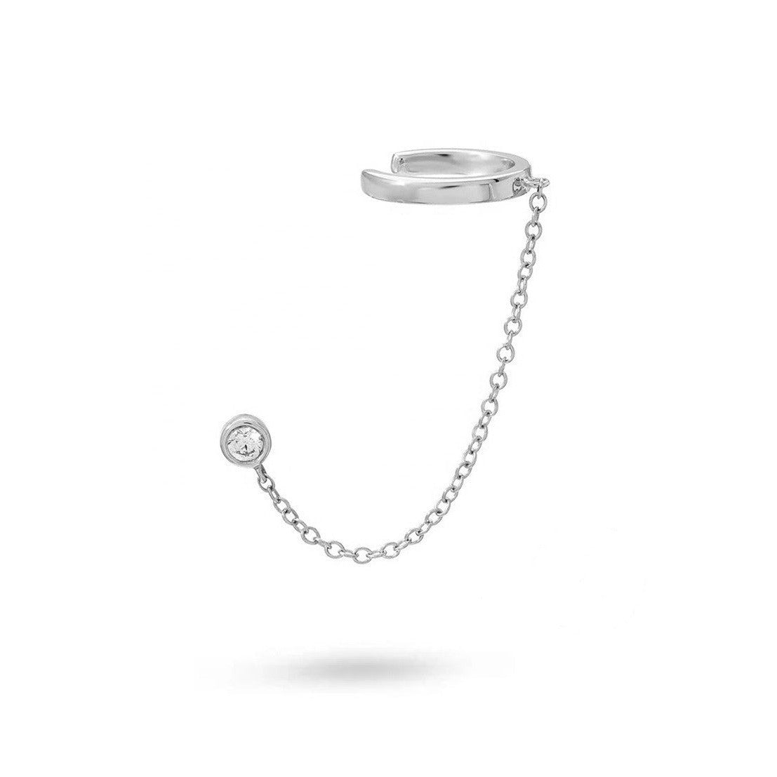 Chain Link Ear Cuff Single Stud Earring