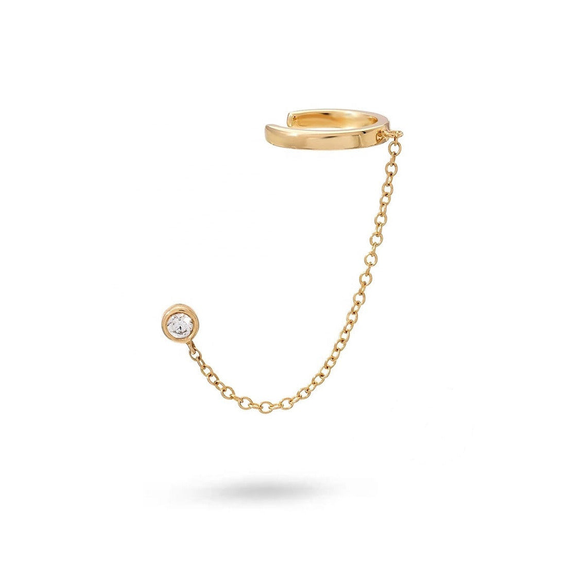 Chain Link Ear Cuff Single Stud Earring
