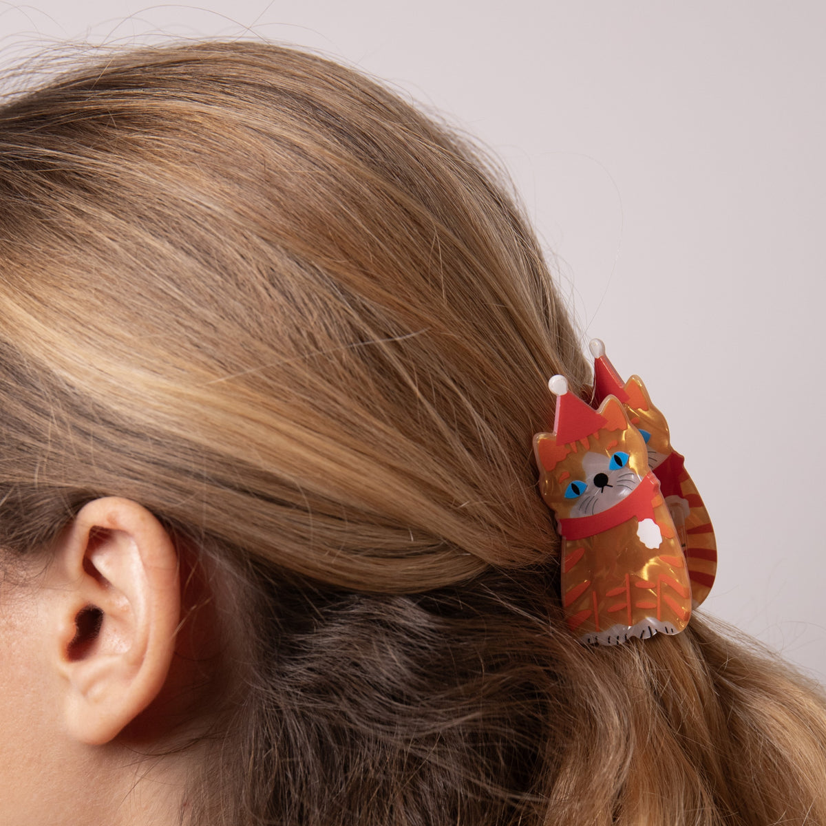 Christmas Ginger Cat Claw Clip