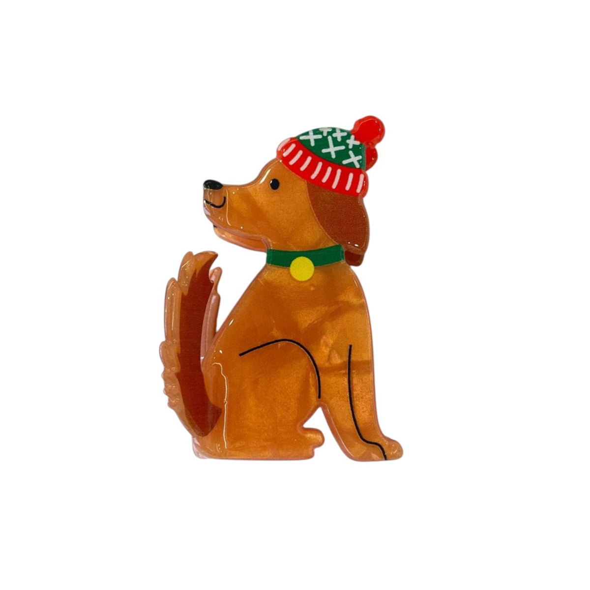 Dog In Christmas Hat Claw Clip