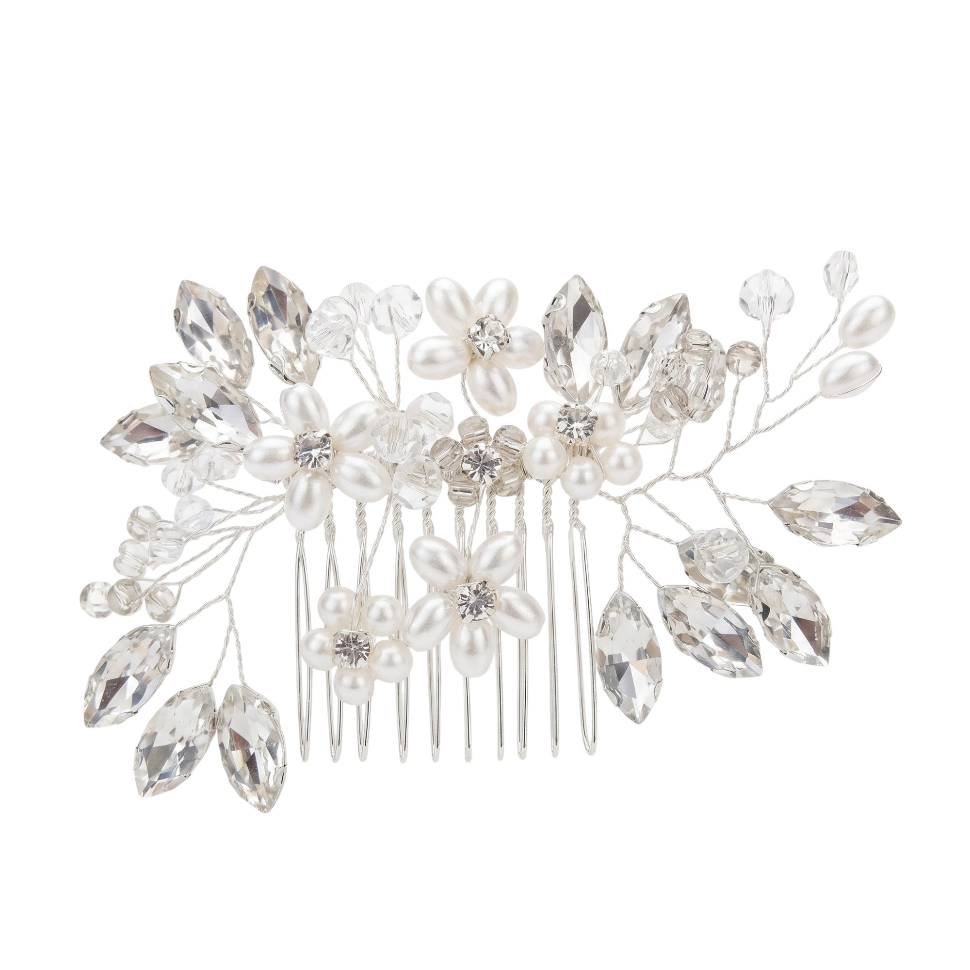Compact Pearl Flower Hair Comb