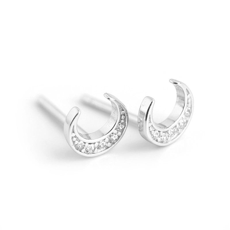 Crescent Moon Stud Earrings