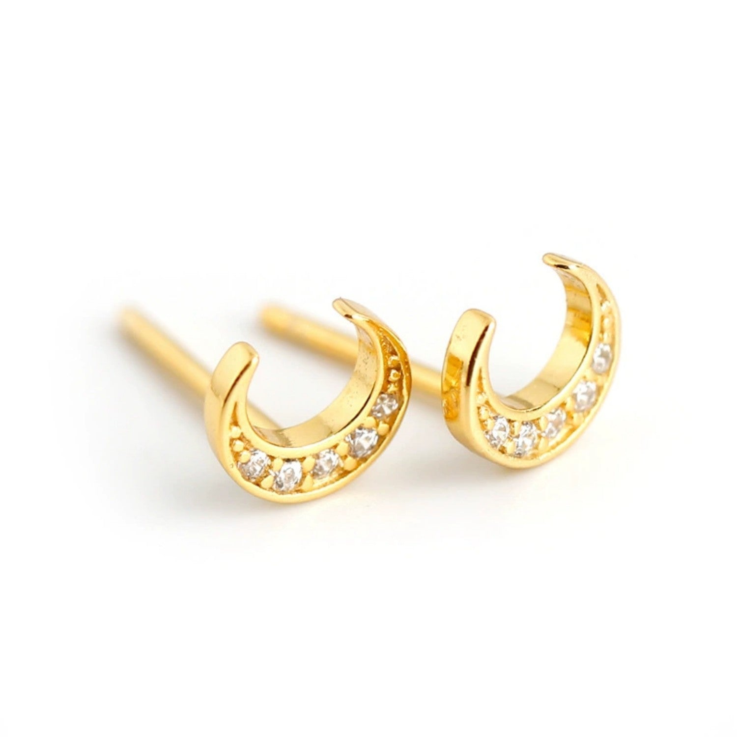 Crescent Moon Stud Earrings
