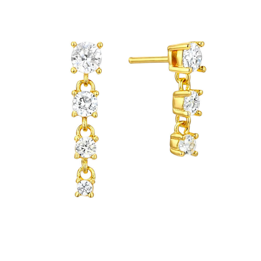 Crystal Gemstone Asymmetric Earrings