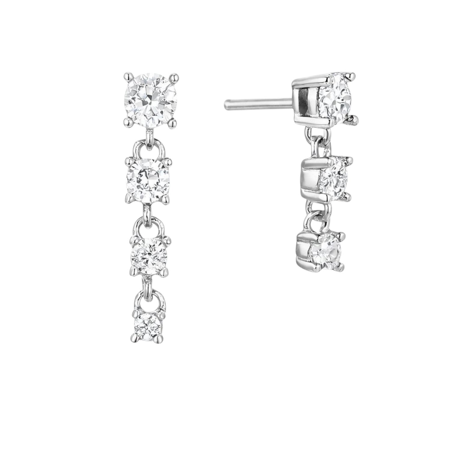 Crystal Gemstone Asymmetric Earrings