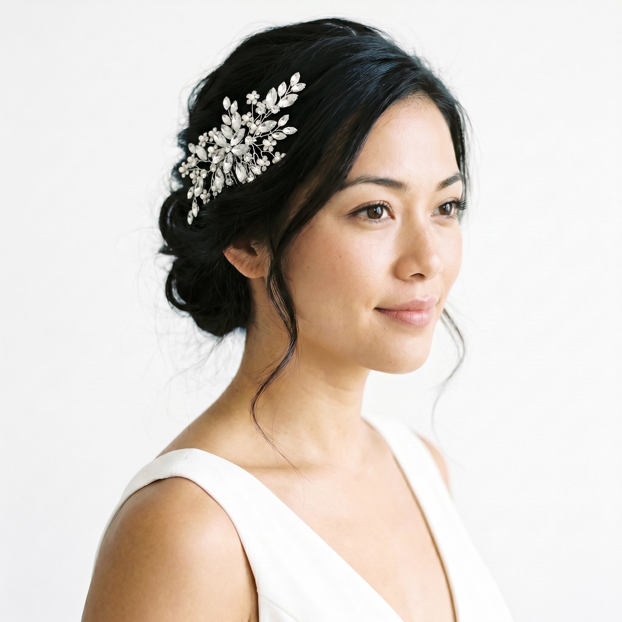 Crystal Flower Hair Comb