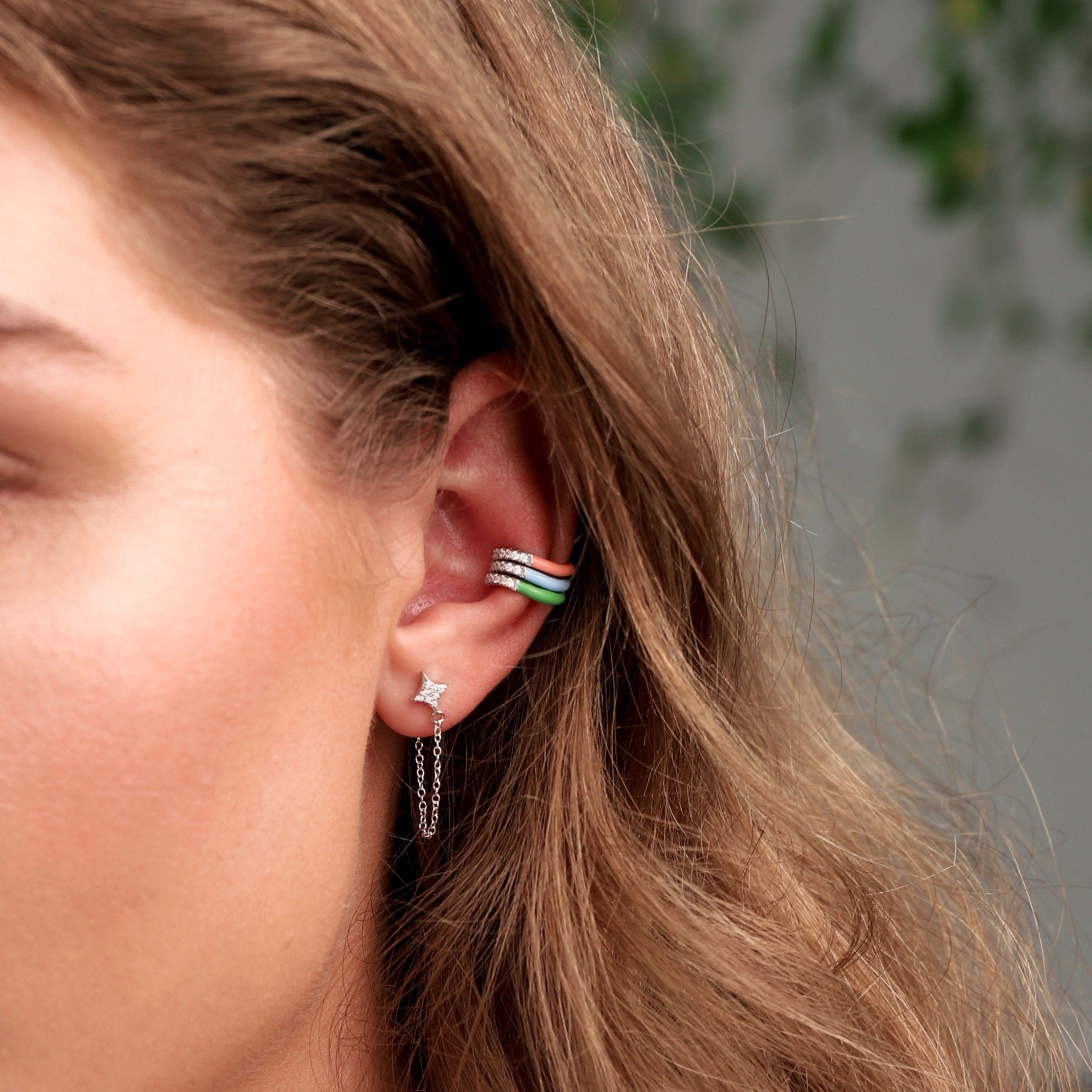 Blue Enamel Wave Ear Cuff