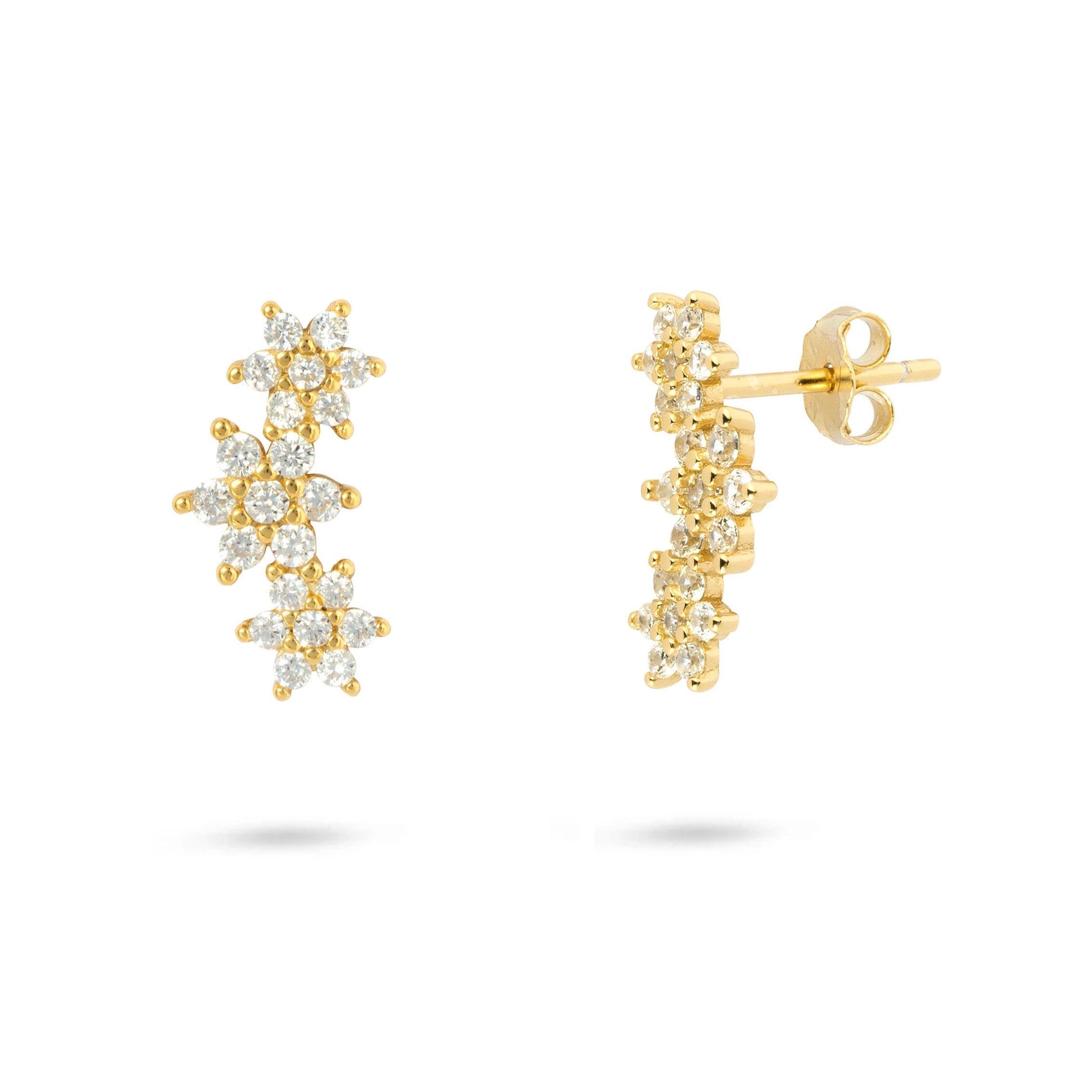 Crystal Flower Ear Climbers