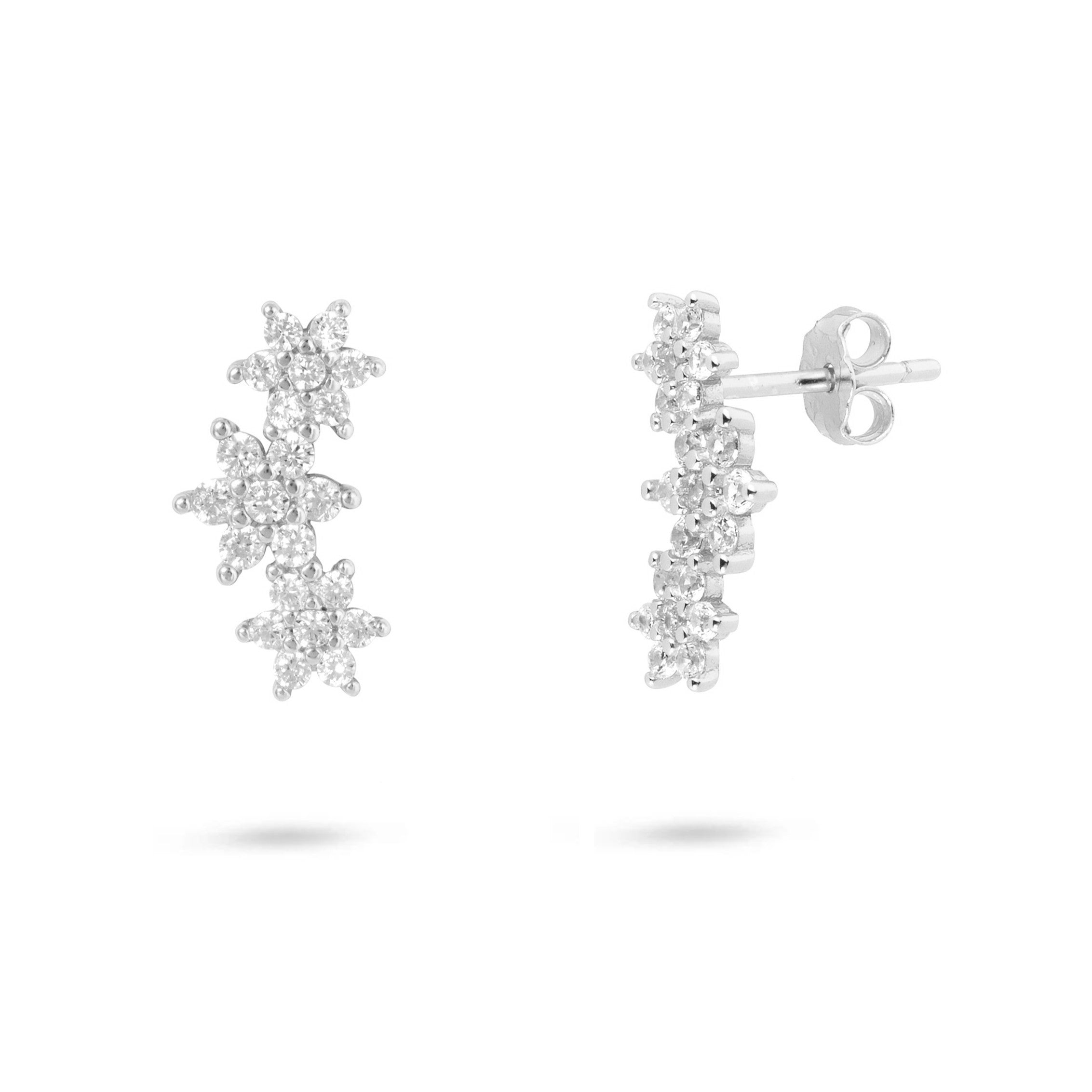 Crystal Flower Ear Climbers