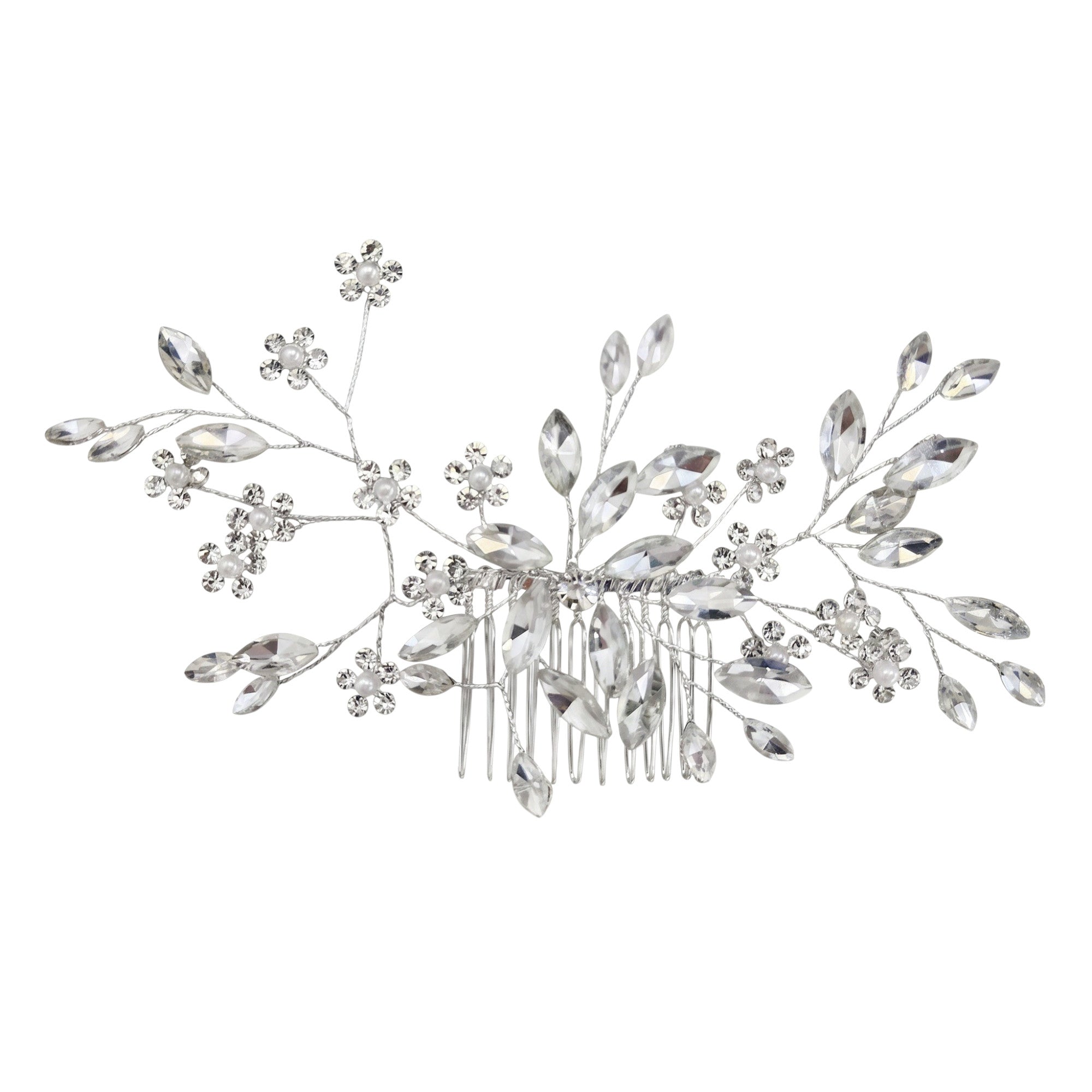 Crystal Flower Hair Comb