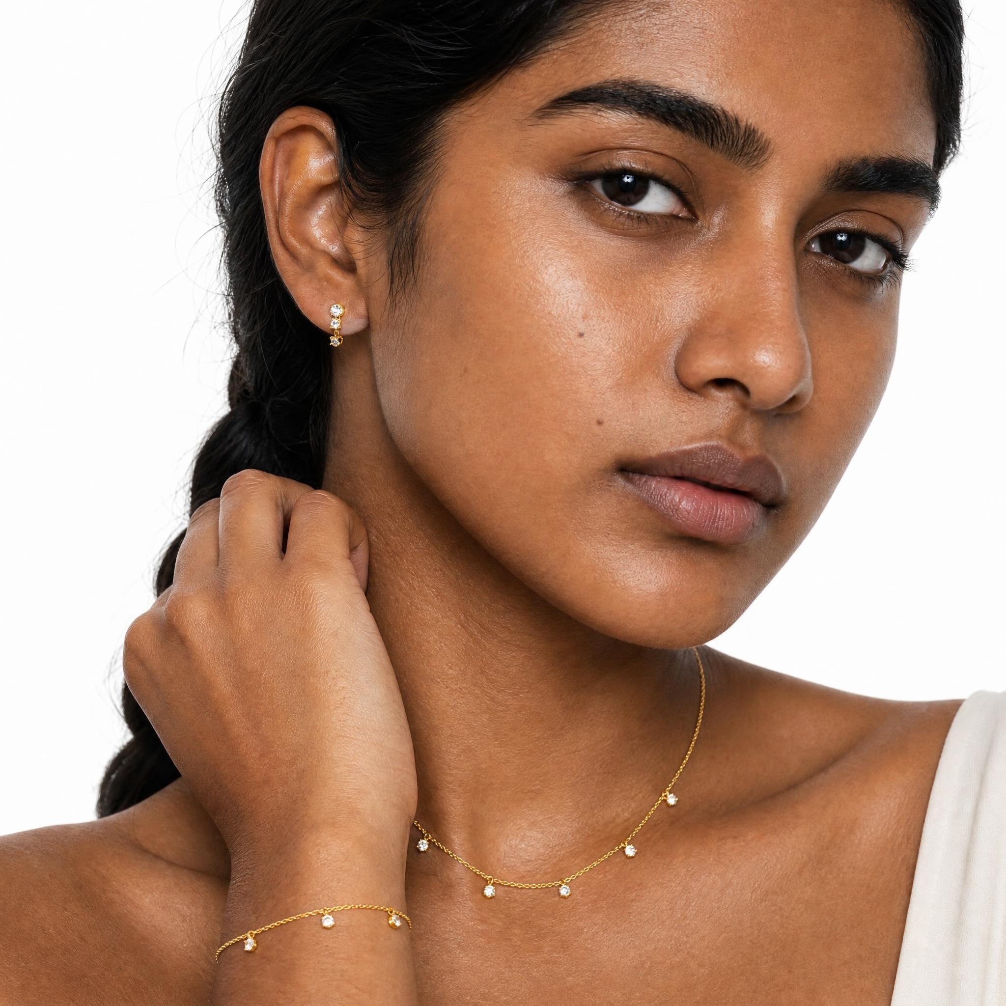 Short Crystal Gemstone Drop Earrings
