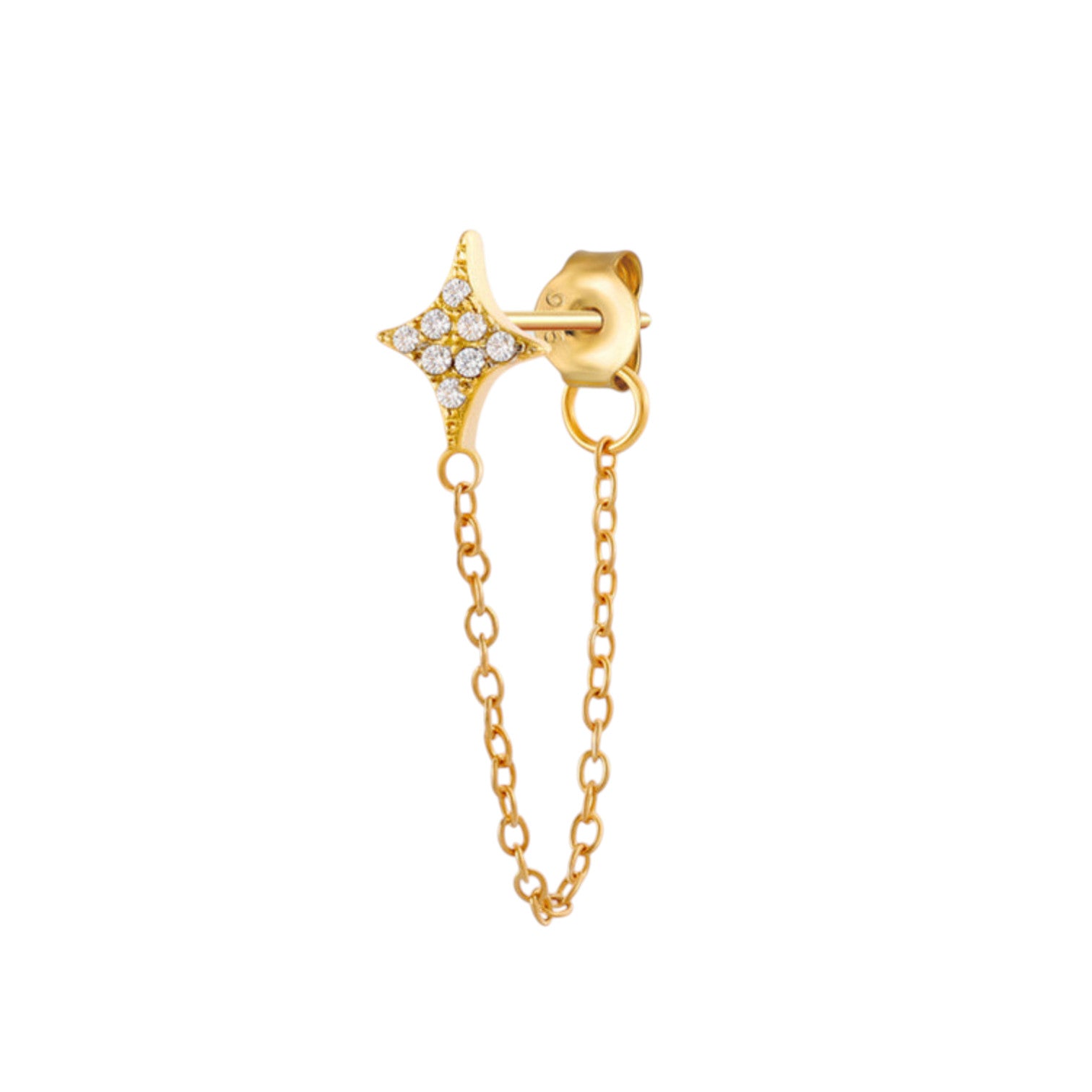 Crystal Star Chain Single Earring
