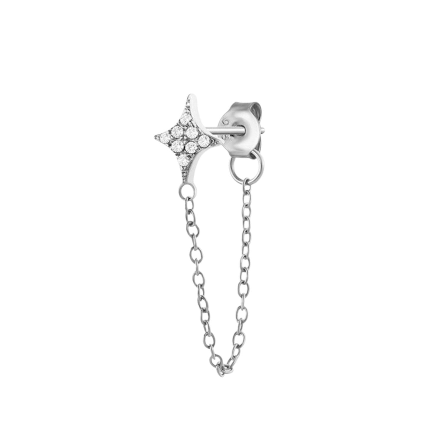 Crystal Star Chain Single Earring