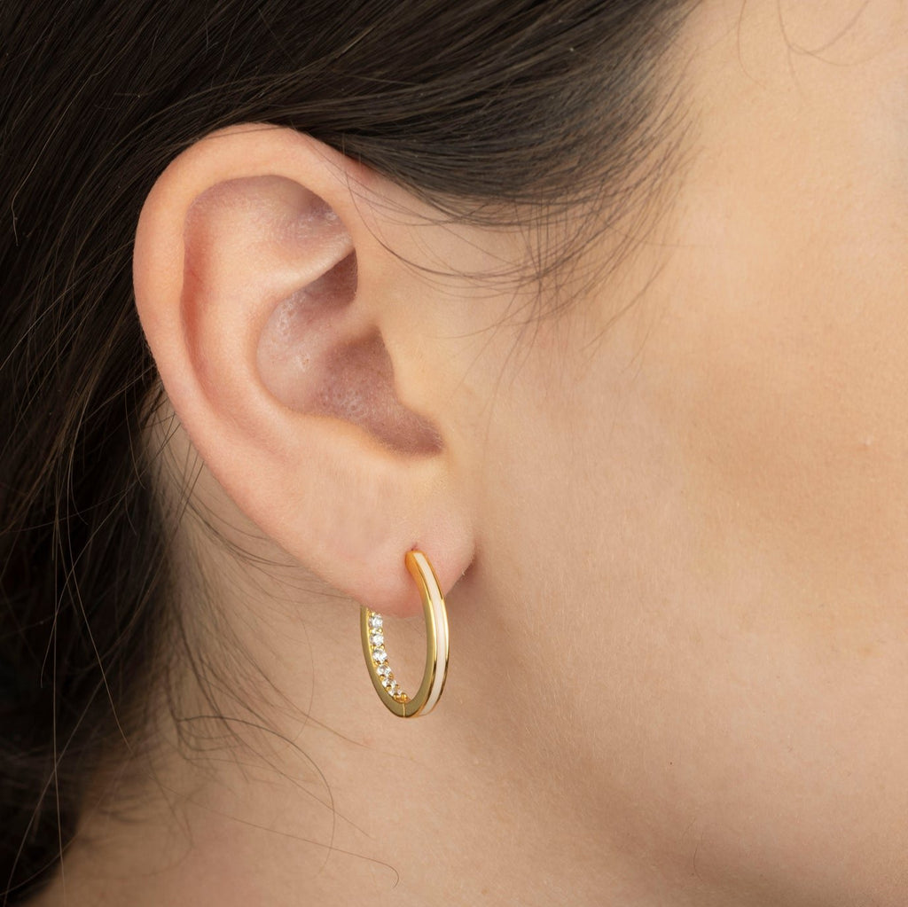 Small Nude Enamel Hoop Earrings