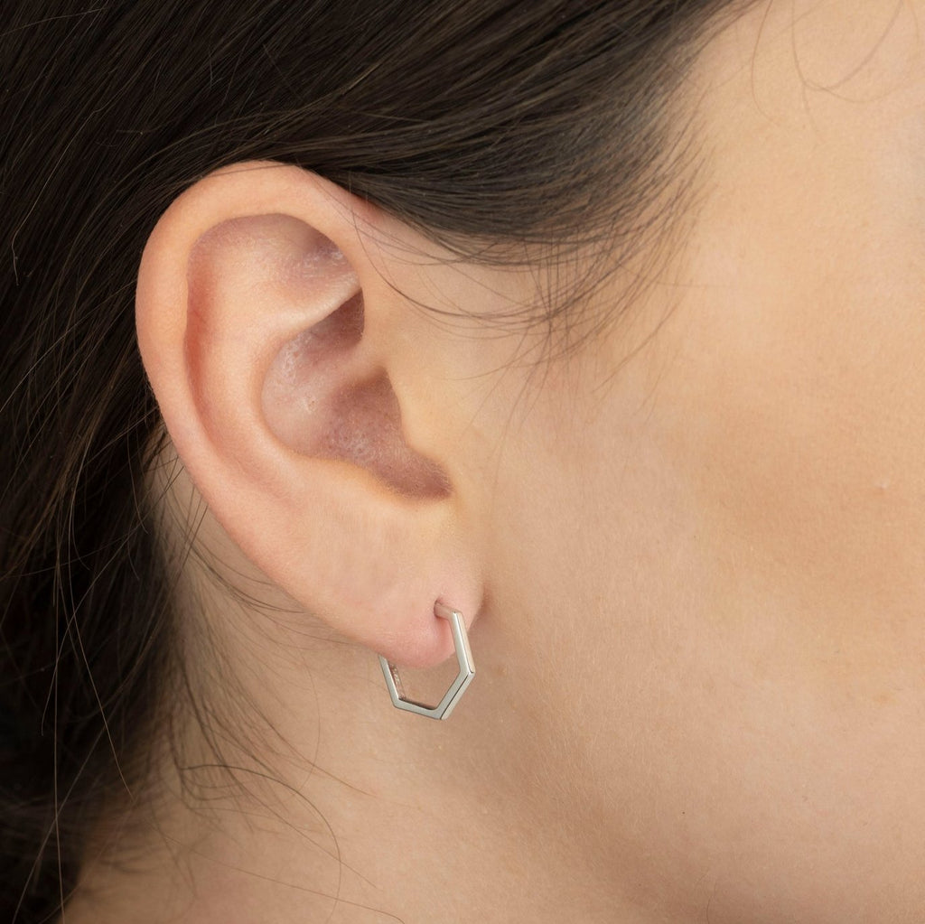 Hexagon Huggie Hoop Earrings