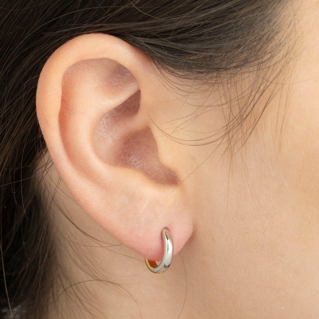 Two Tone Huggie Hoops