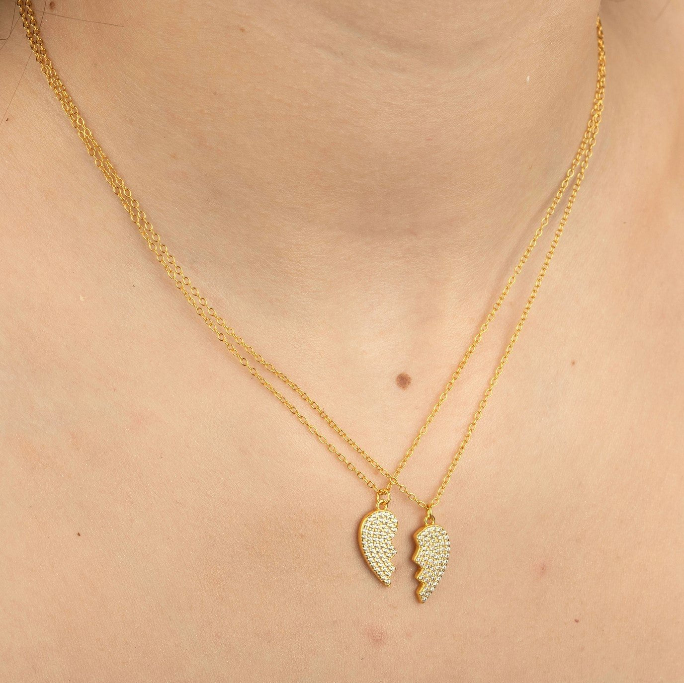 Best Friends Heart Necklace Set