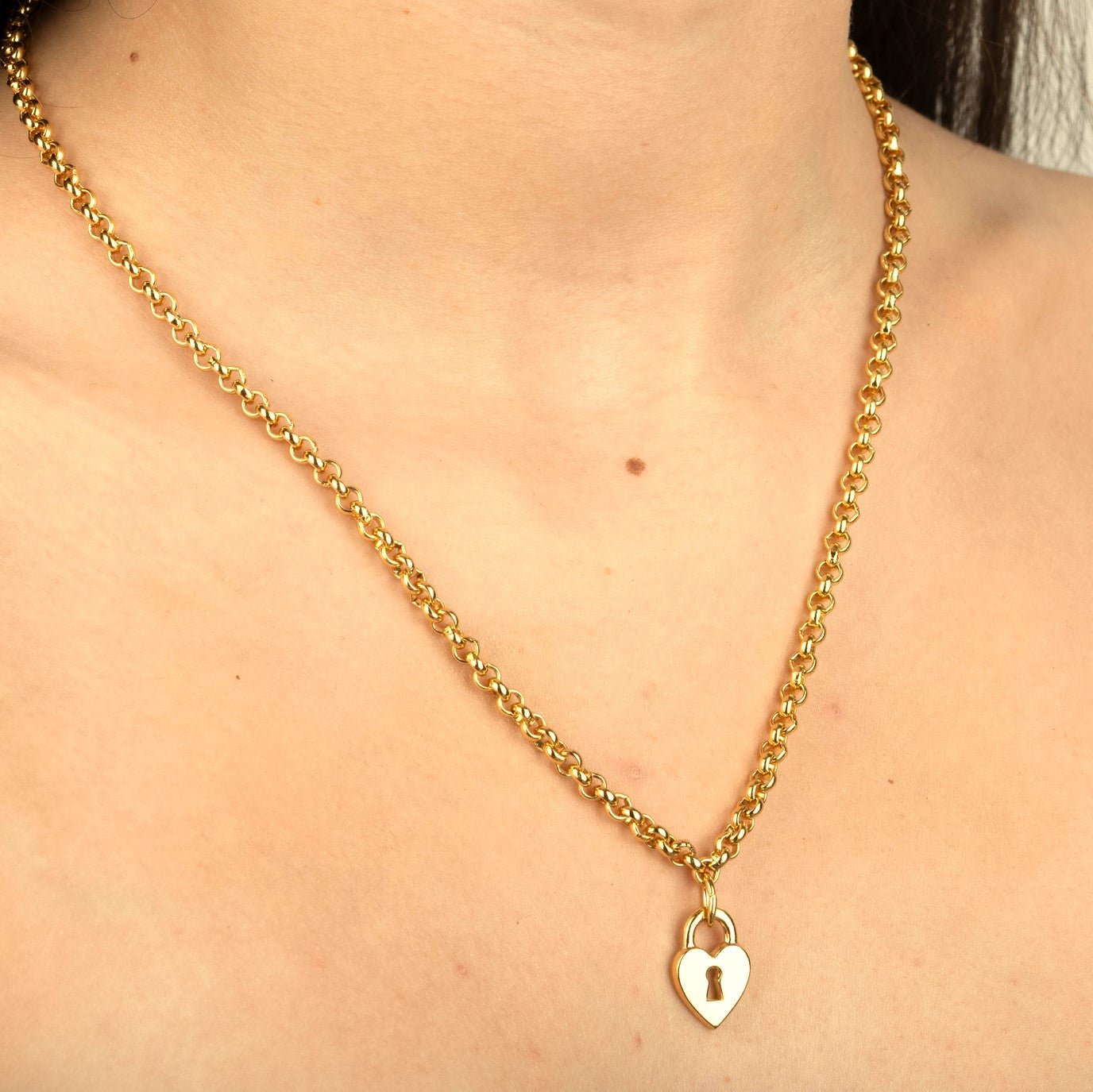 Vintage Heart Padlock Charm Necklace