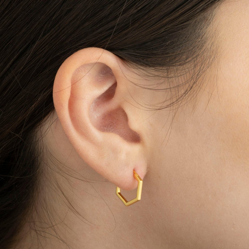 Hexagon Huggie Hoop Earrings