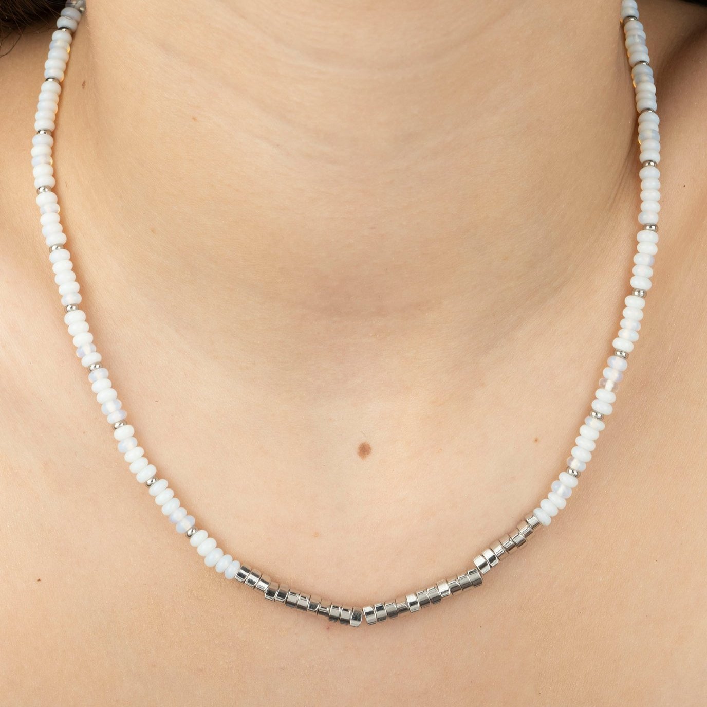 Moonstone Nugget Beaded Necklace