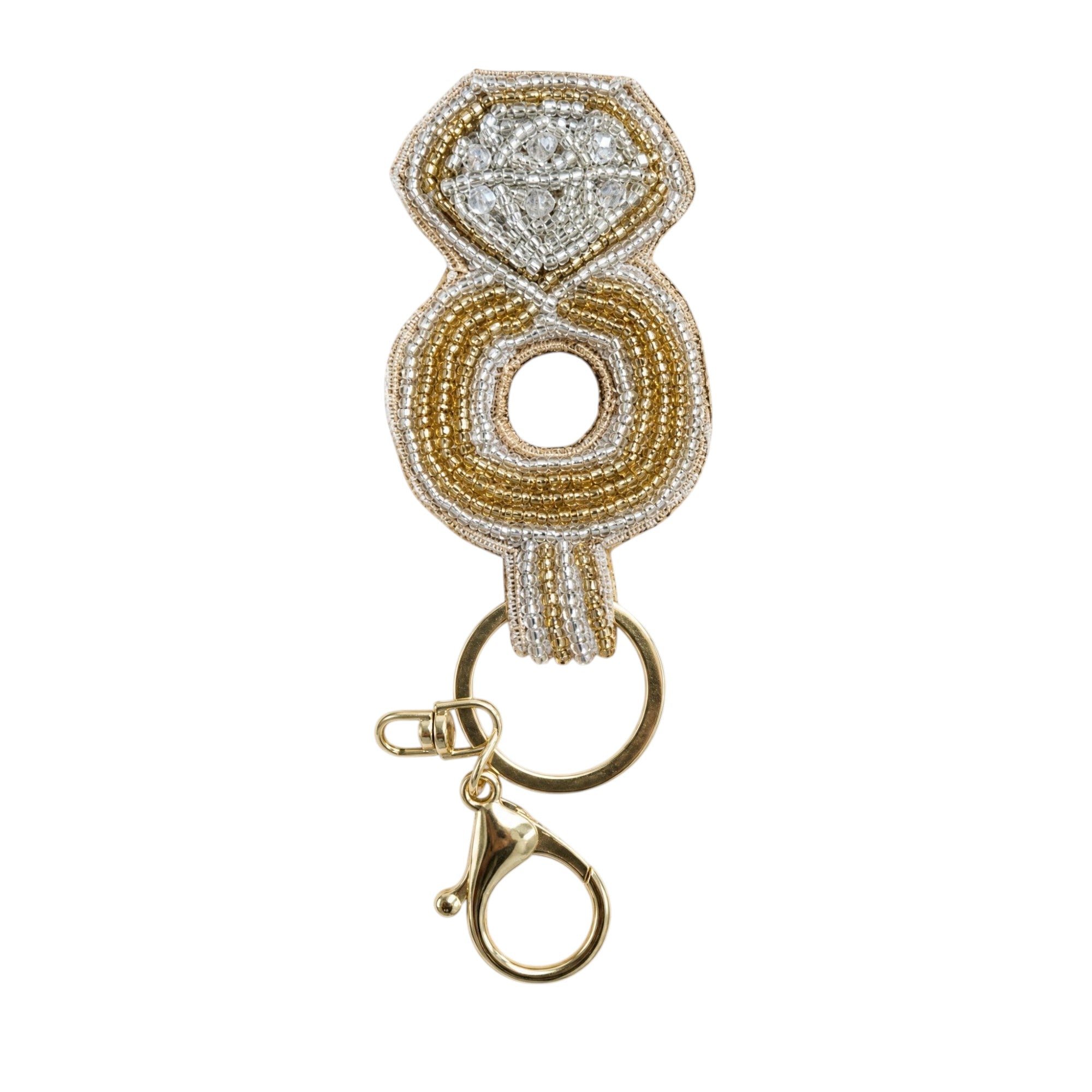 Diamond Ring Beaded Keyring
