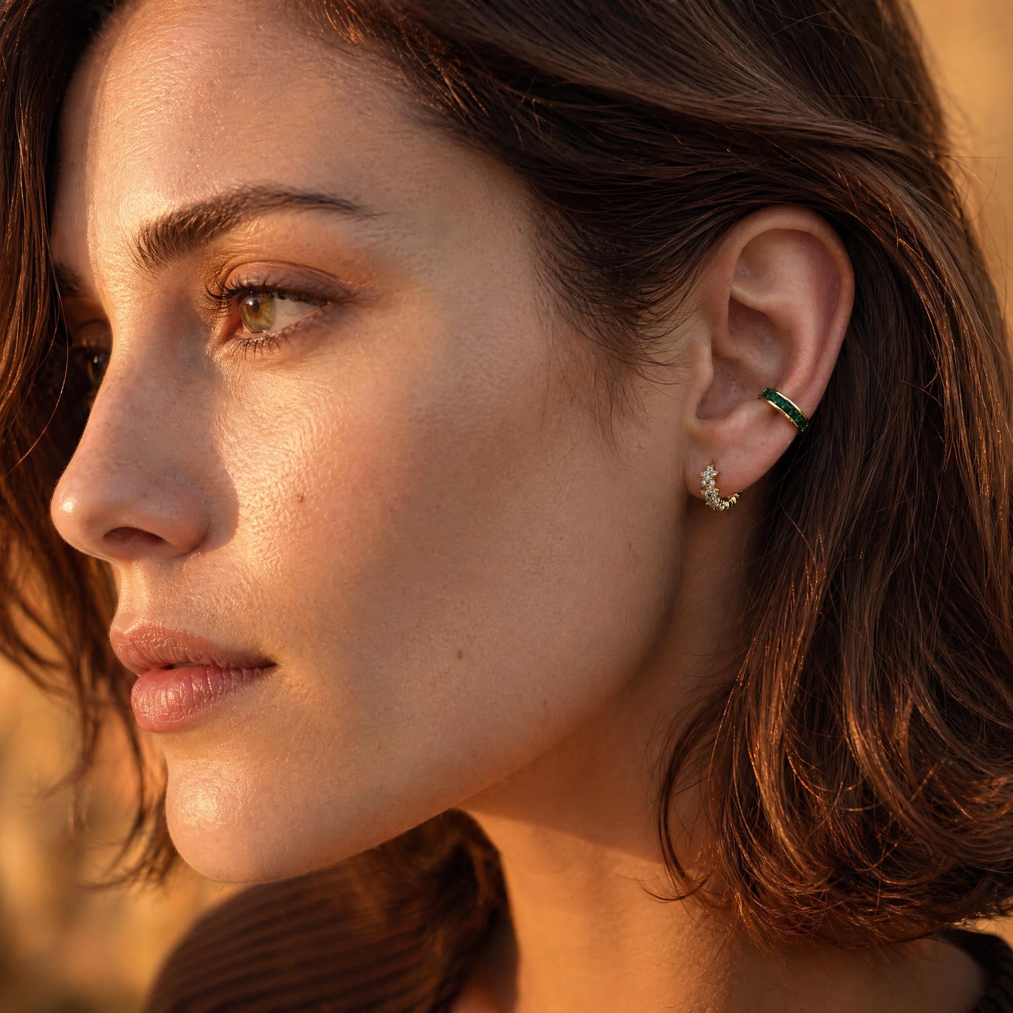 Emerald Baguette Ear Cuff