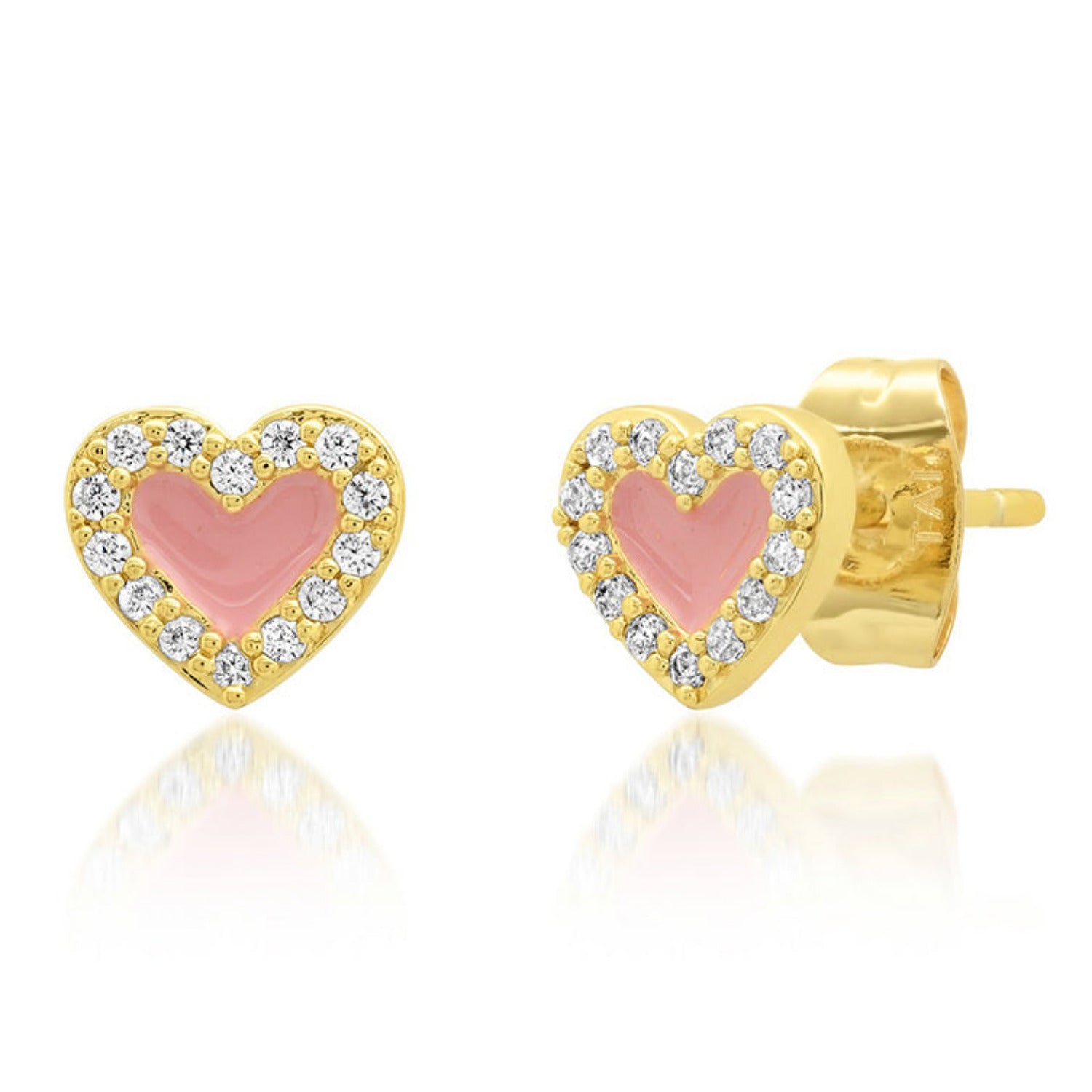 Enamel Heart Stud Earrings