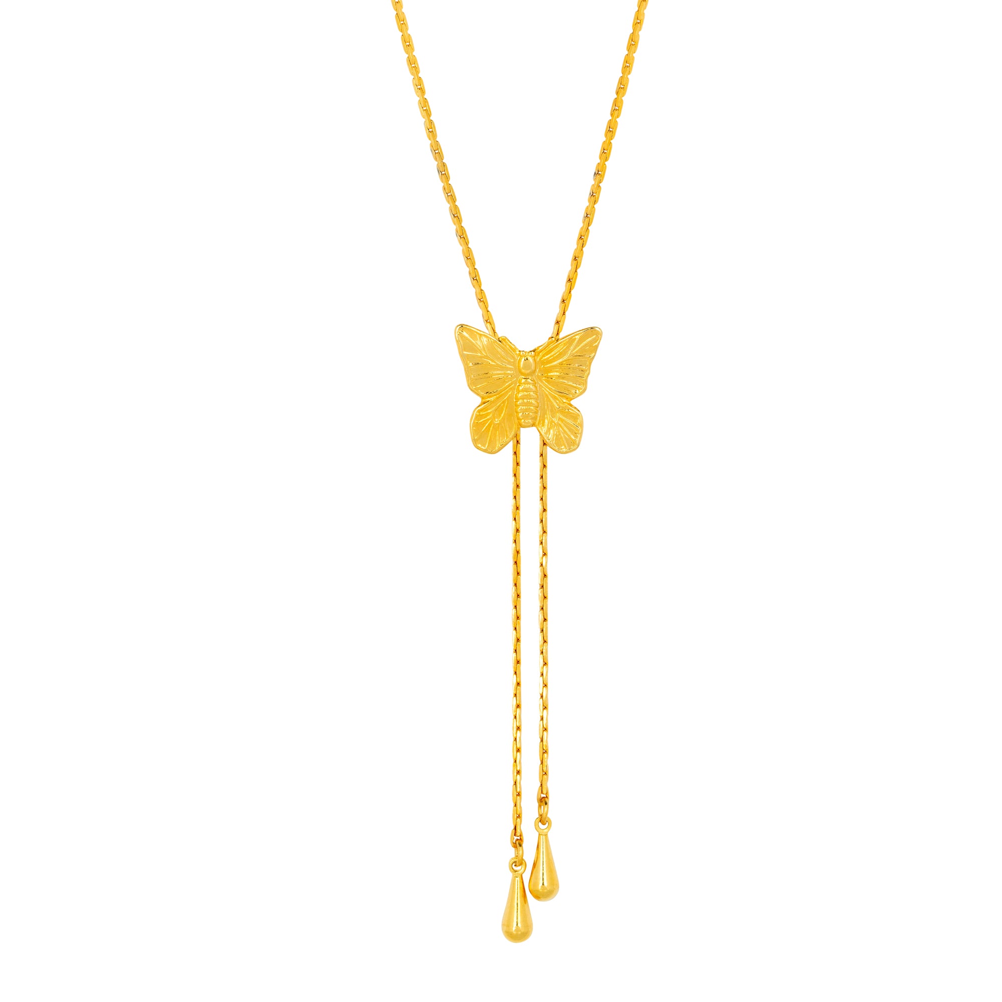 Vintage Butterfly Lariat Necklace