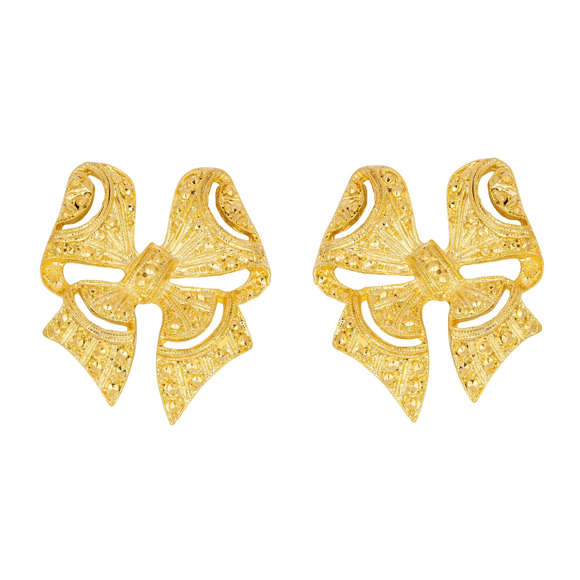 Vintage Gold Bow Clip-On Earrings