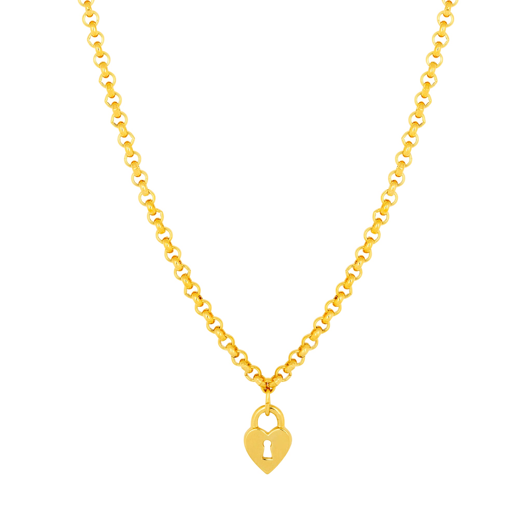 Vintage Heart Padlock Charm Necklace